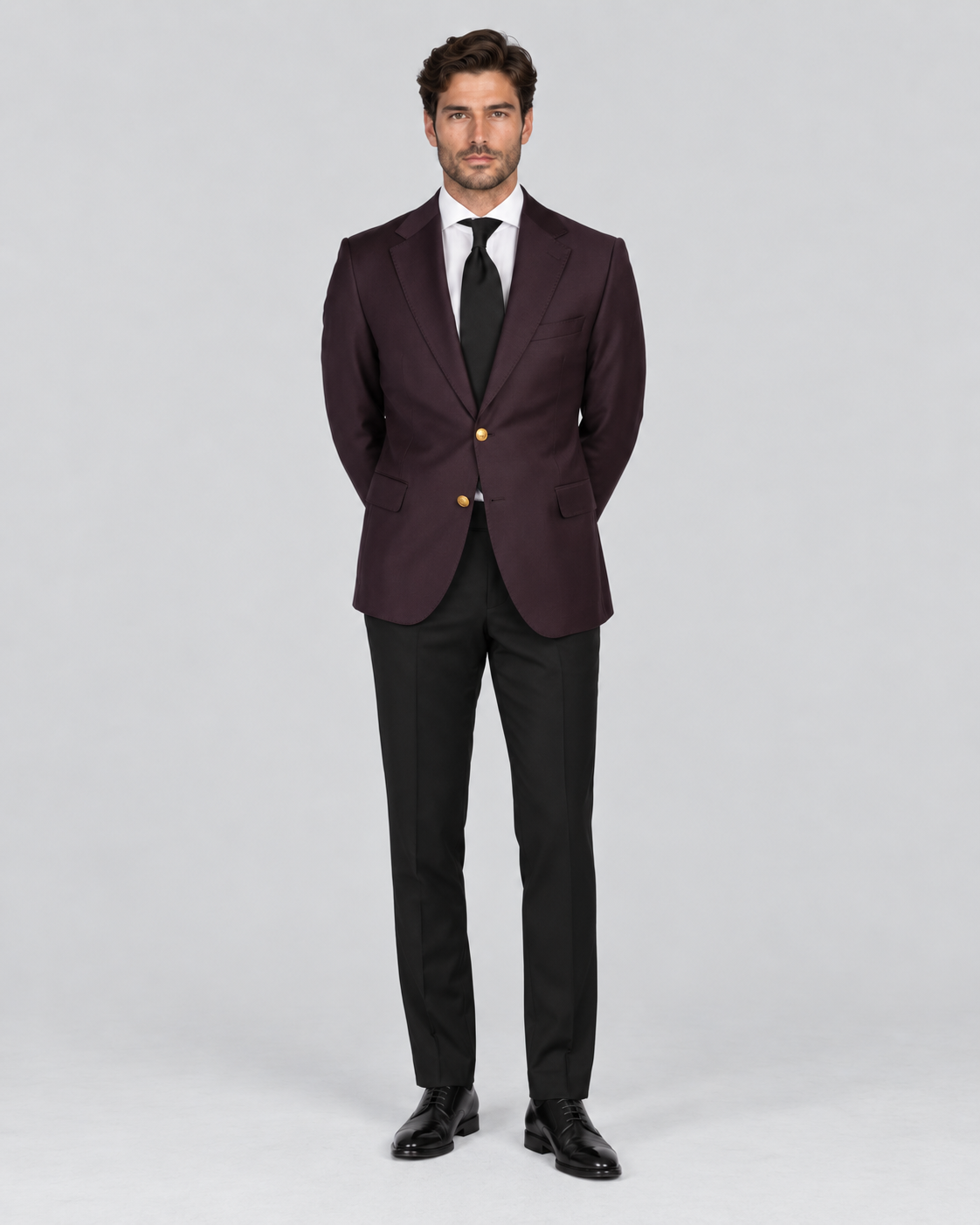 Elegant single-breasted blazer in deep Bordeaux – Made of fine wool