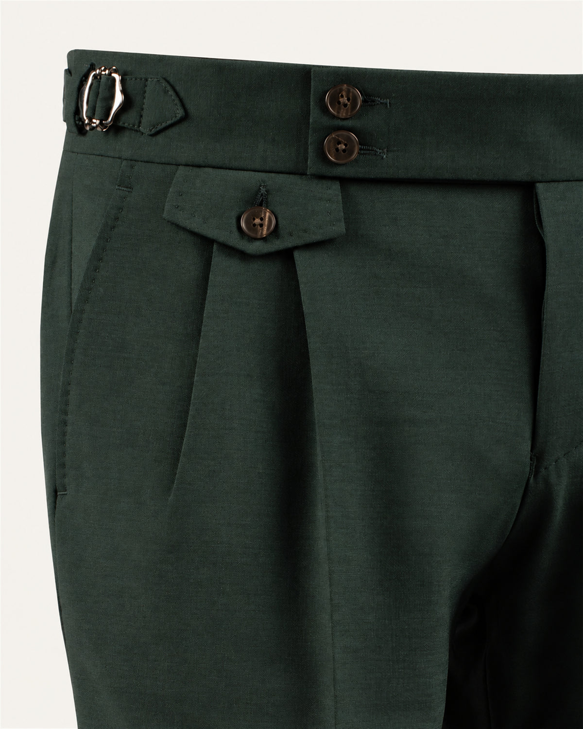 Dunkelgrüne italienische Stoffhose aus Wolle