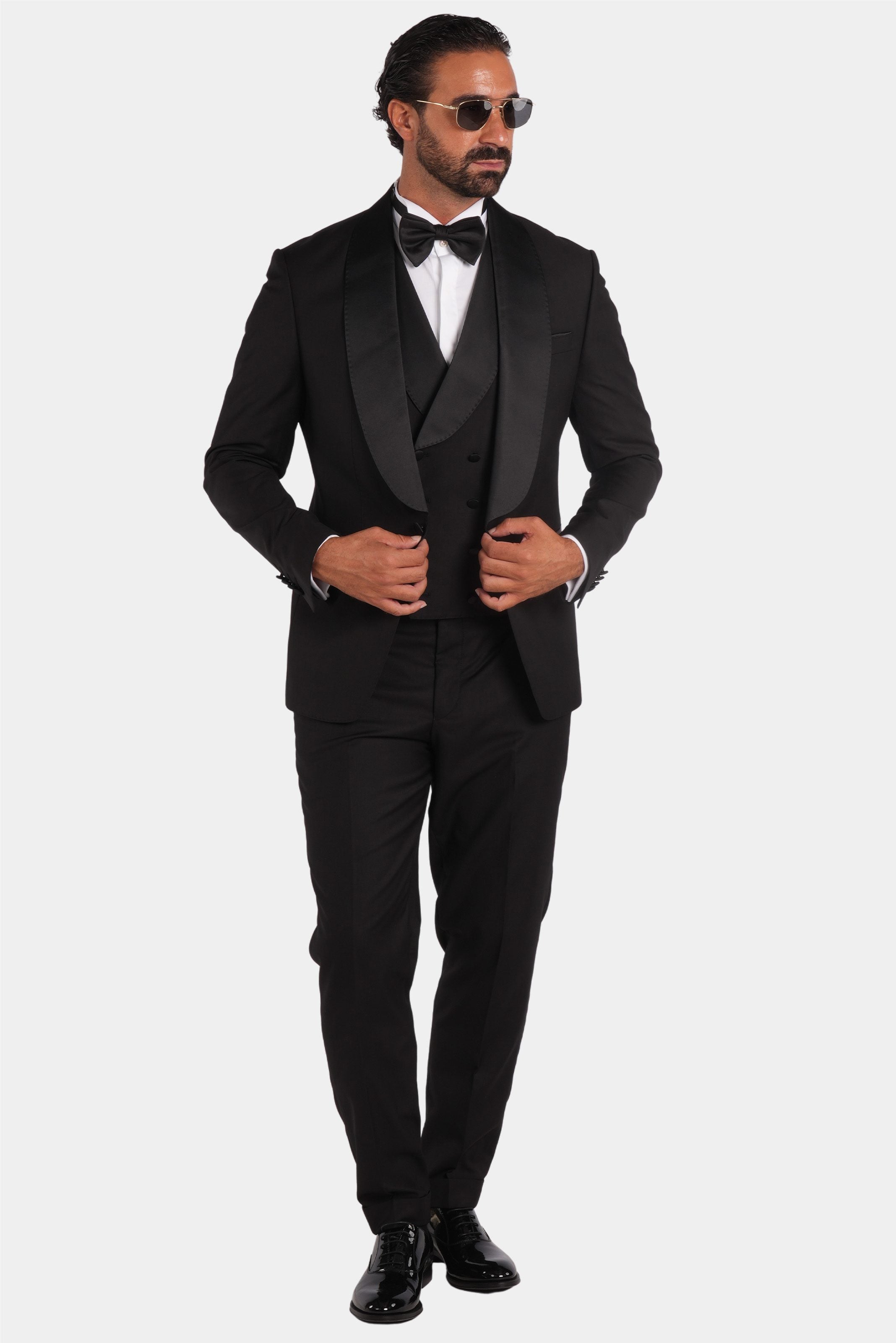 Schwarzer Slim Fit Einreiher Smokinganzug