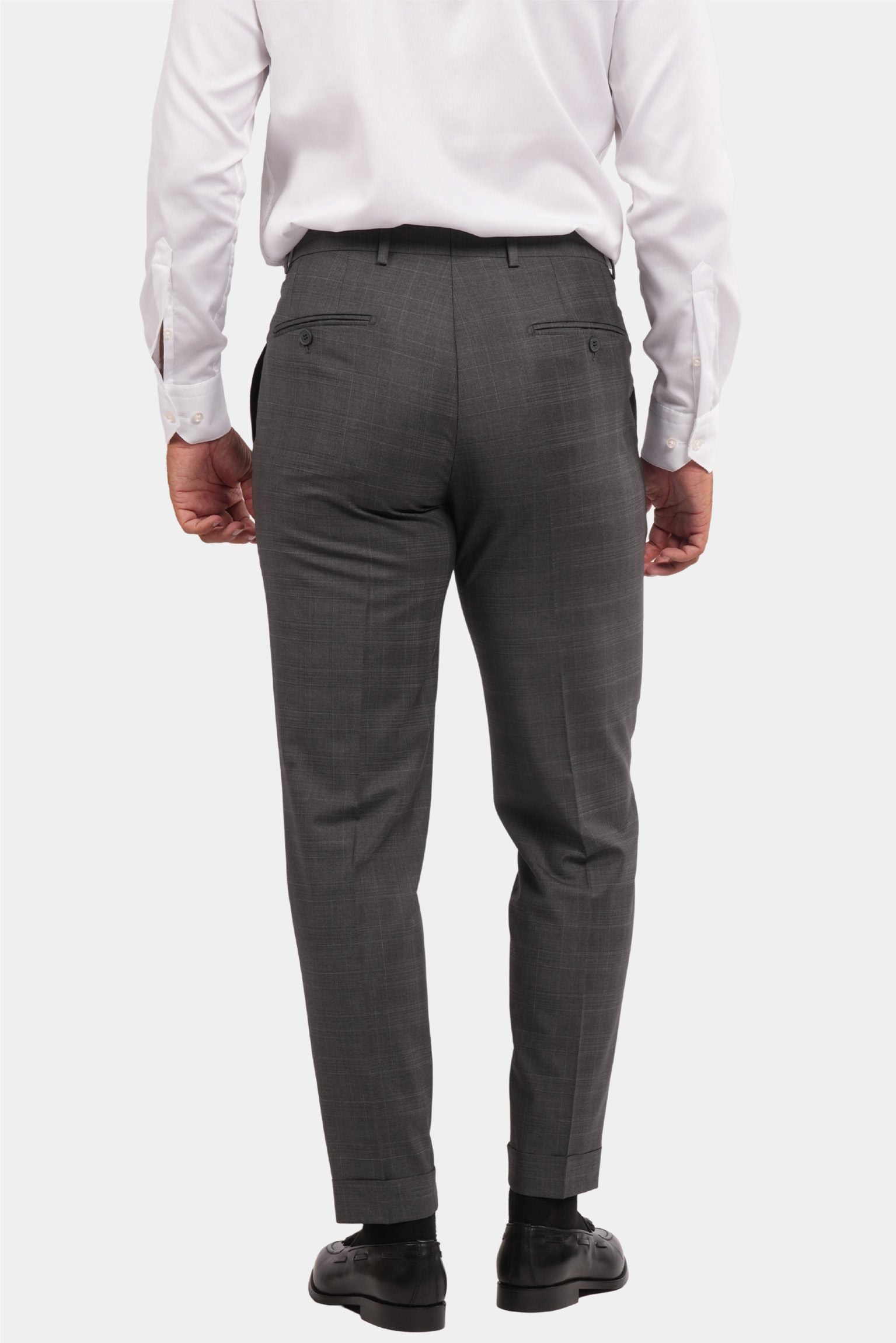Grauer karierter Anzug Modern Fit Einreiher