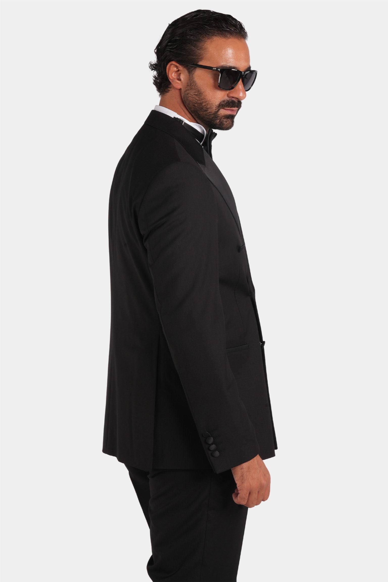 Schwarzer Slim Fit Doppelreihiger Smokinganzug