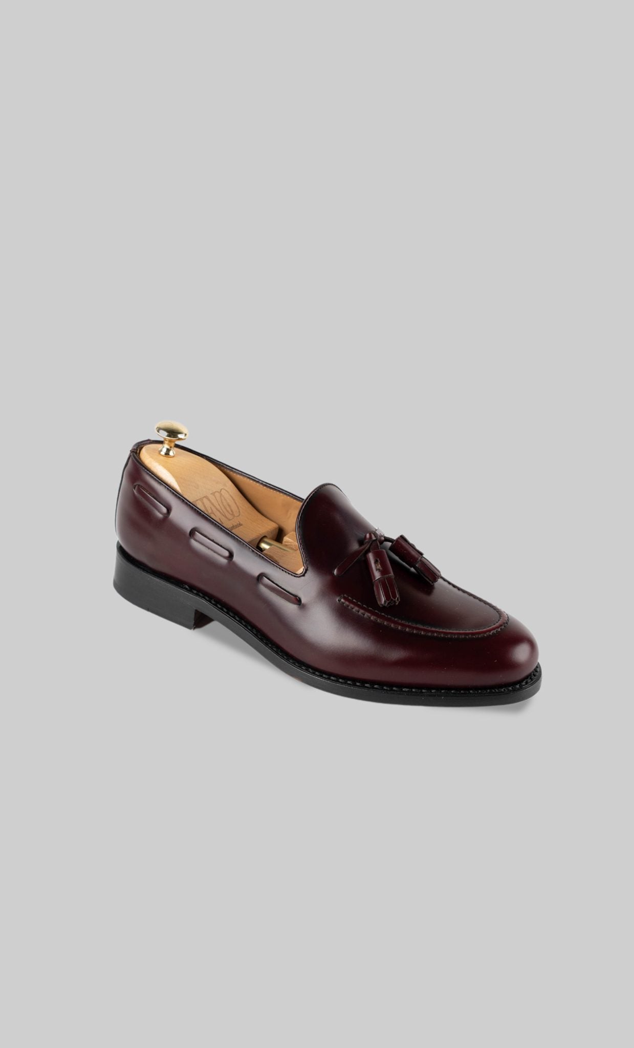 Bordeaux Leder Quasten-Loafer