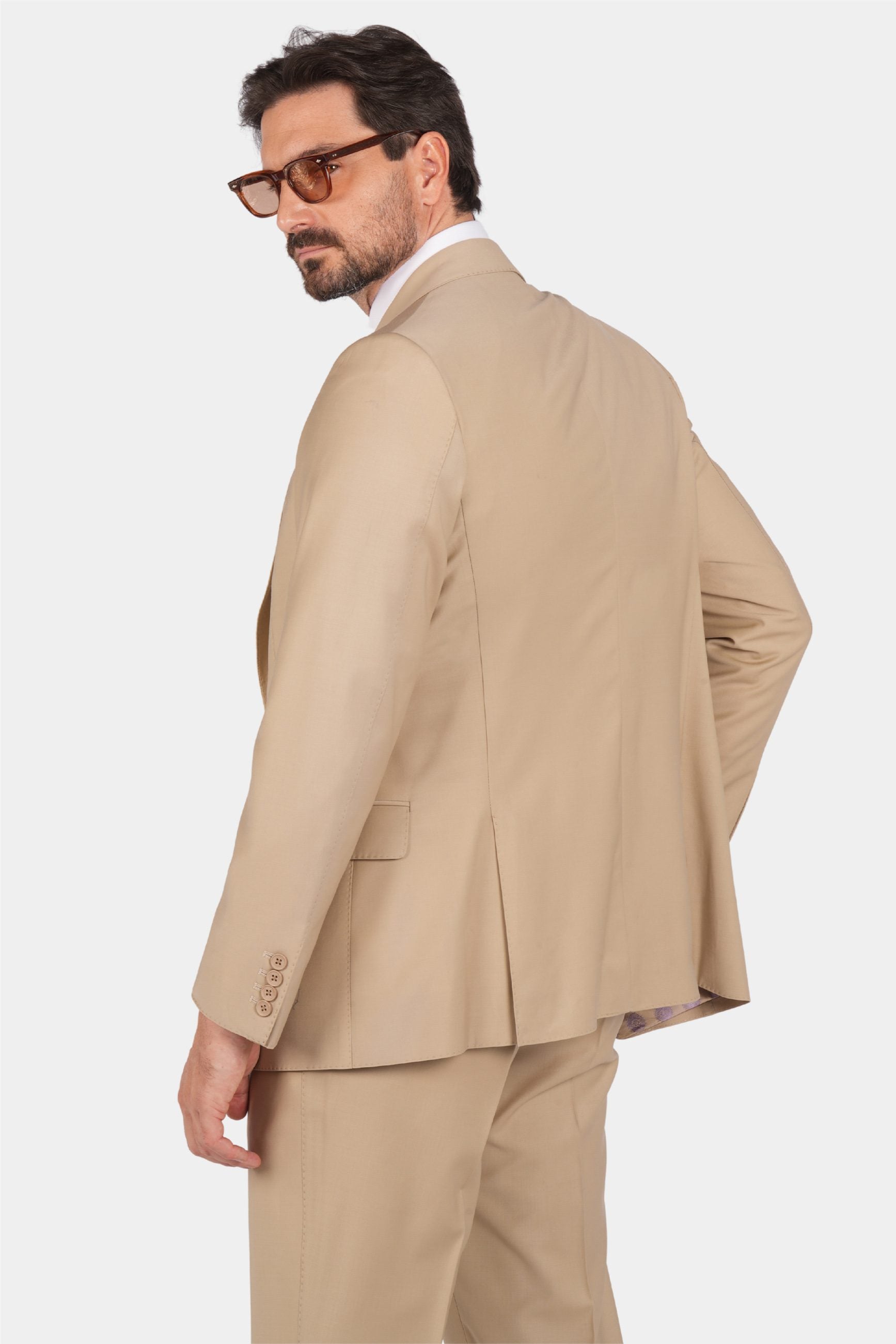 Beige Modern Fit Einreihiger Handarbeit