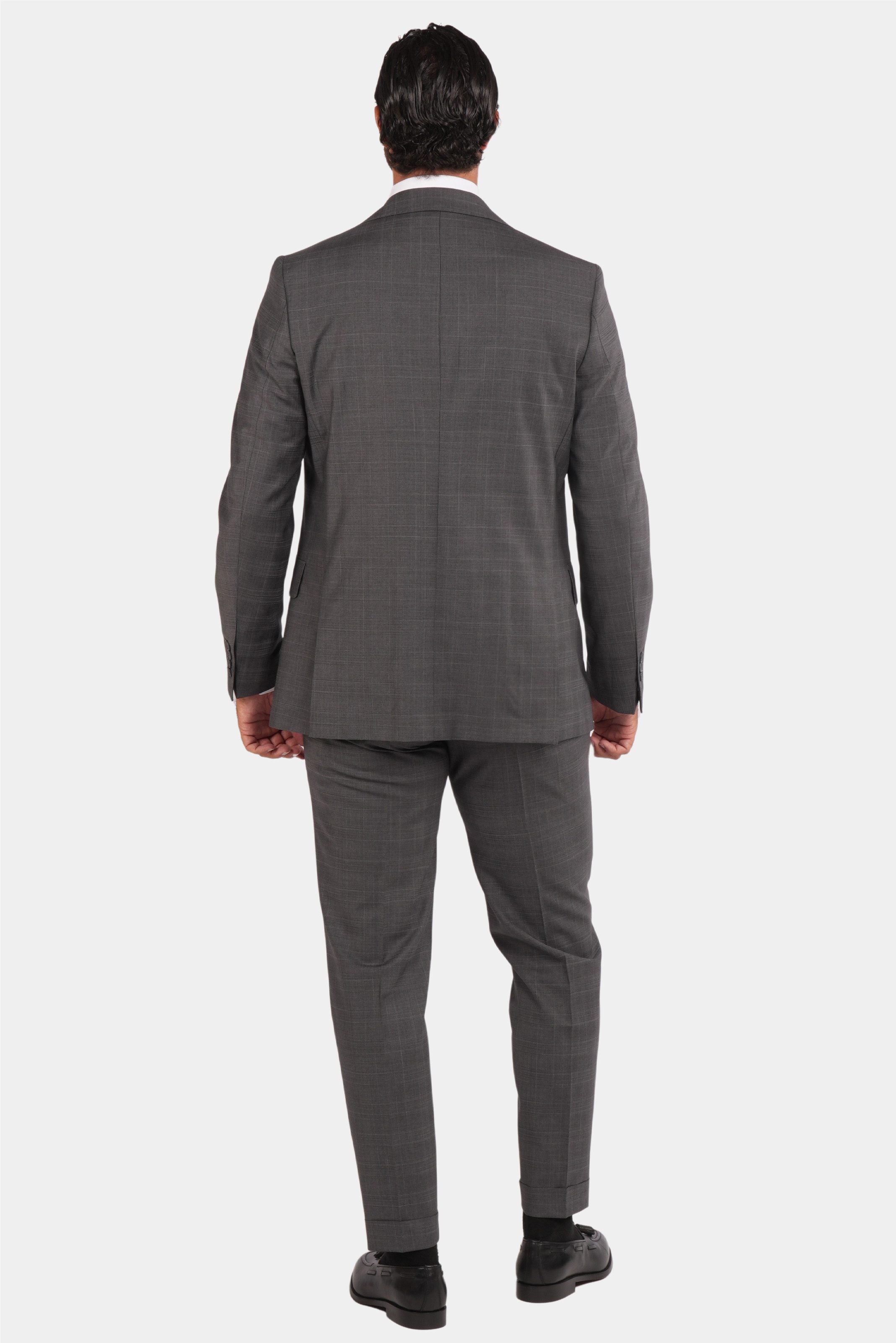 Grauer karierter Anzug Modern Fit Einreiher