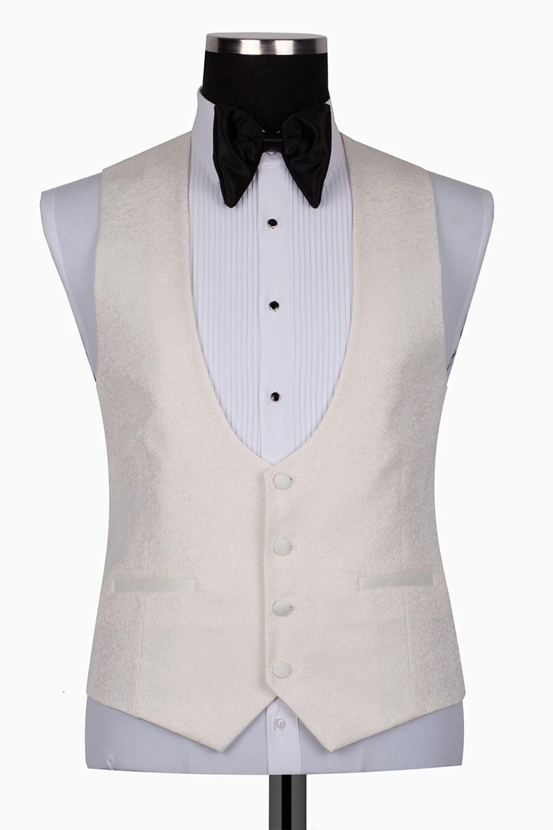 Smoking Herren Weiss – Hochzeitsanzug in Ivory mit Satin-Revers