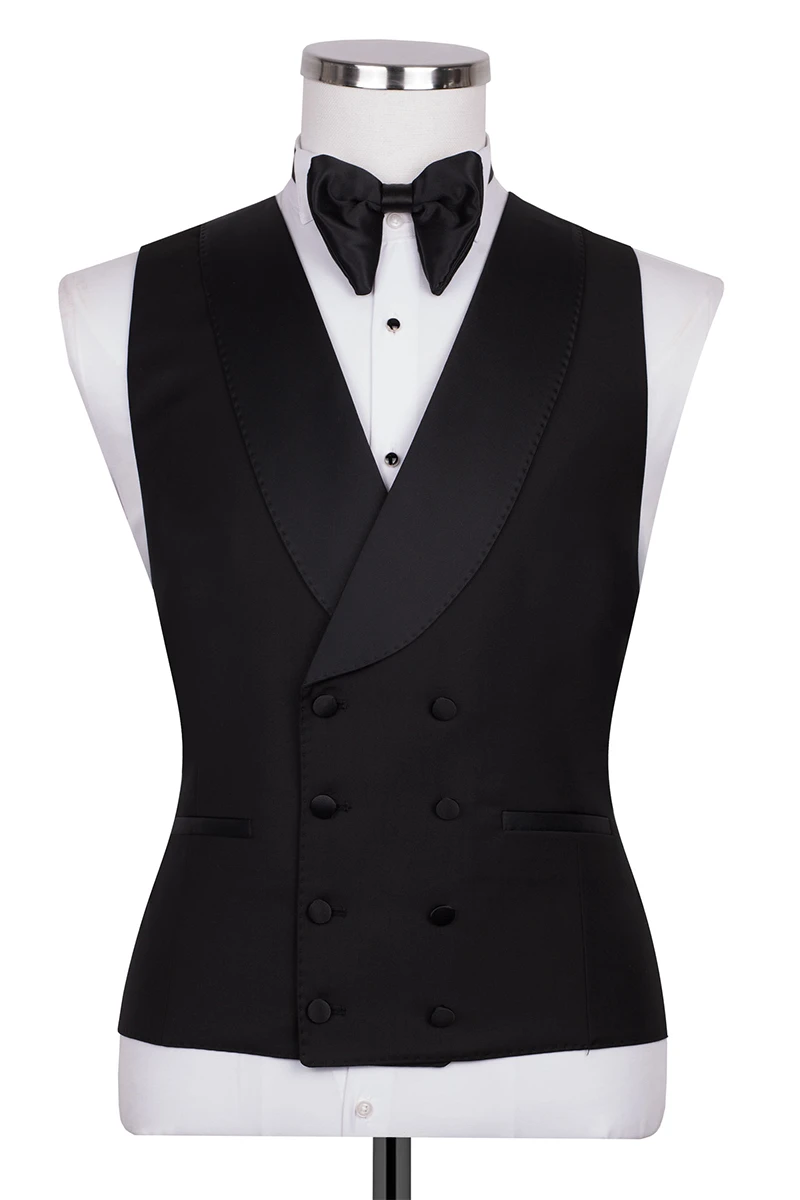 Schwarzer Slim Fit Doppelreihiger Smokinganzug