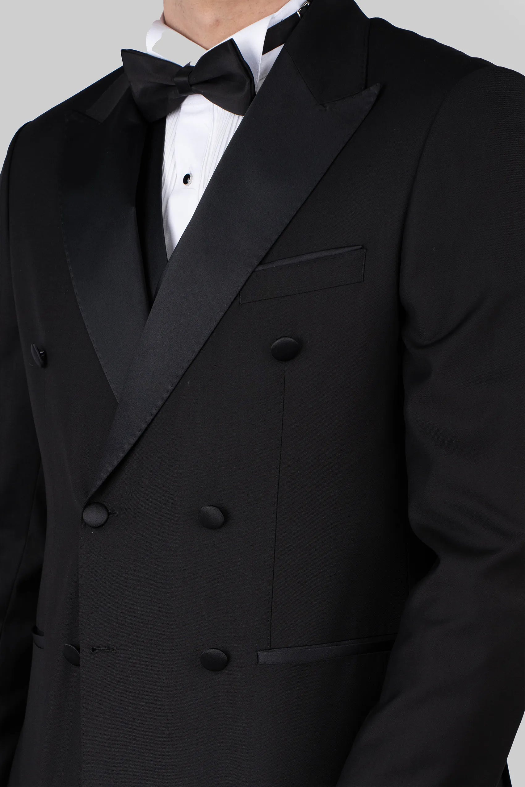 Schwarzer Slim Fit Doppelreihiger Smokinganzug