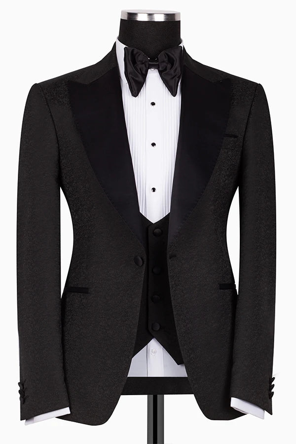 Schwarzer Slim Fit Einreihiger Smokinganzug