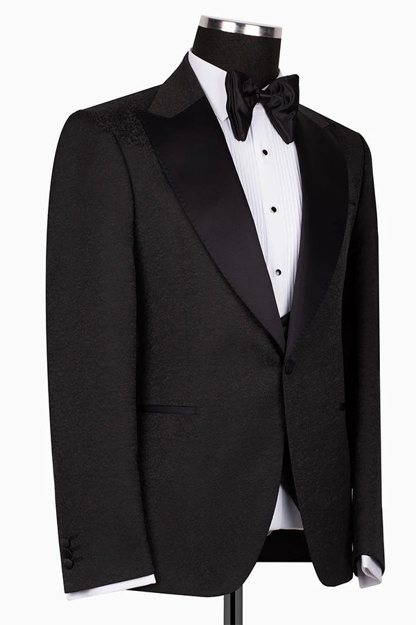 Schwarzer Slim Fit Einreihiger Smokinganzug