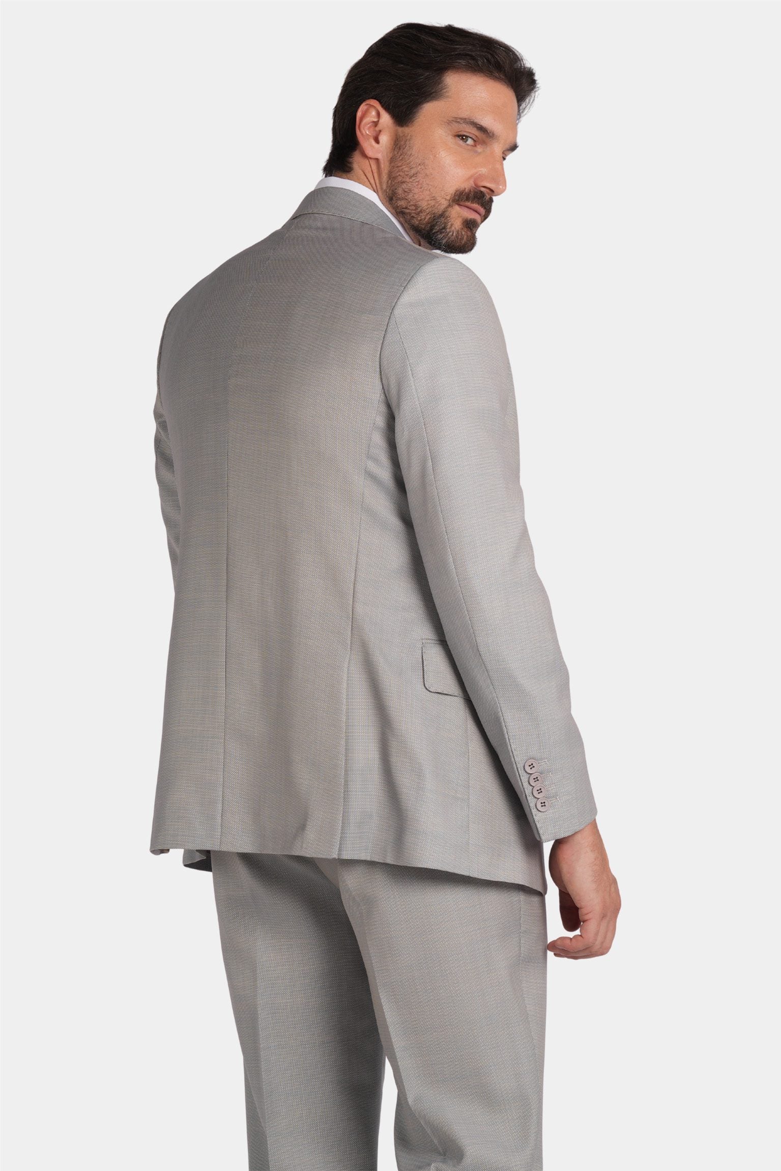 Hellgrau Modern Fit Einreihiger Anzug