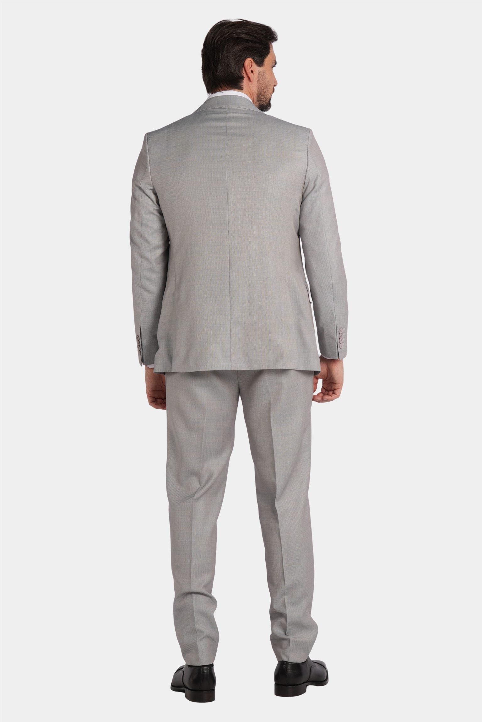 Hellgrau Modern Fit Einreihiger Anzug