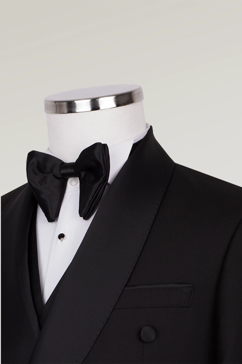 Schwarzer Slim Fit Doppelreihiger Smokinganzug