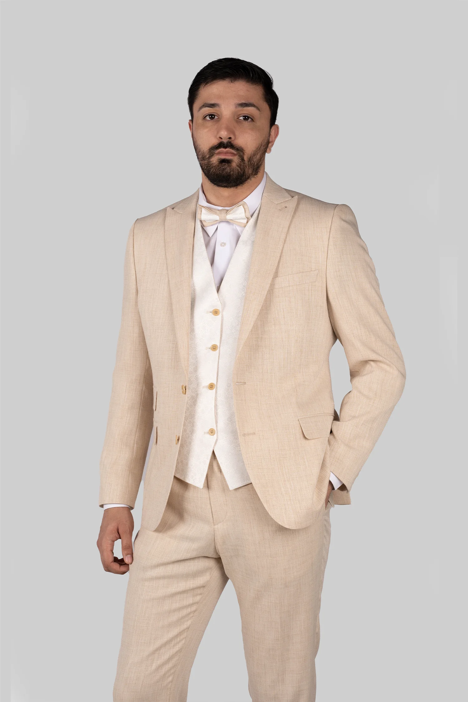 Beige Zweiteiliger -Anzug mit Tailored Fit
