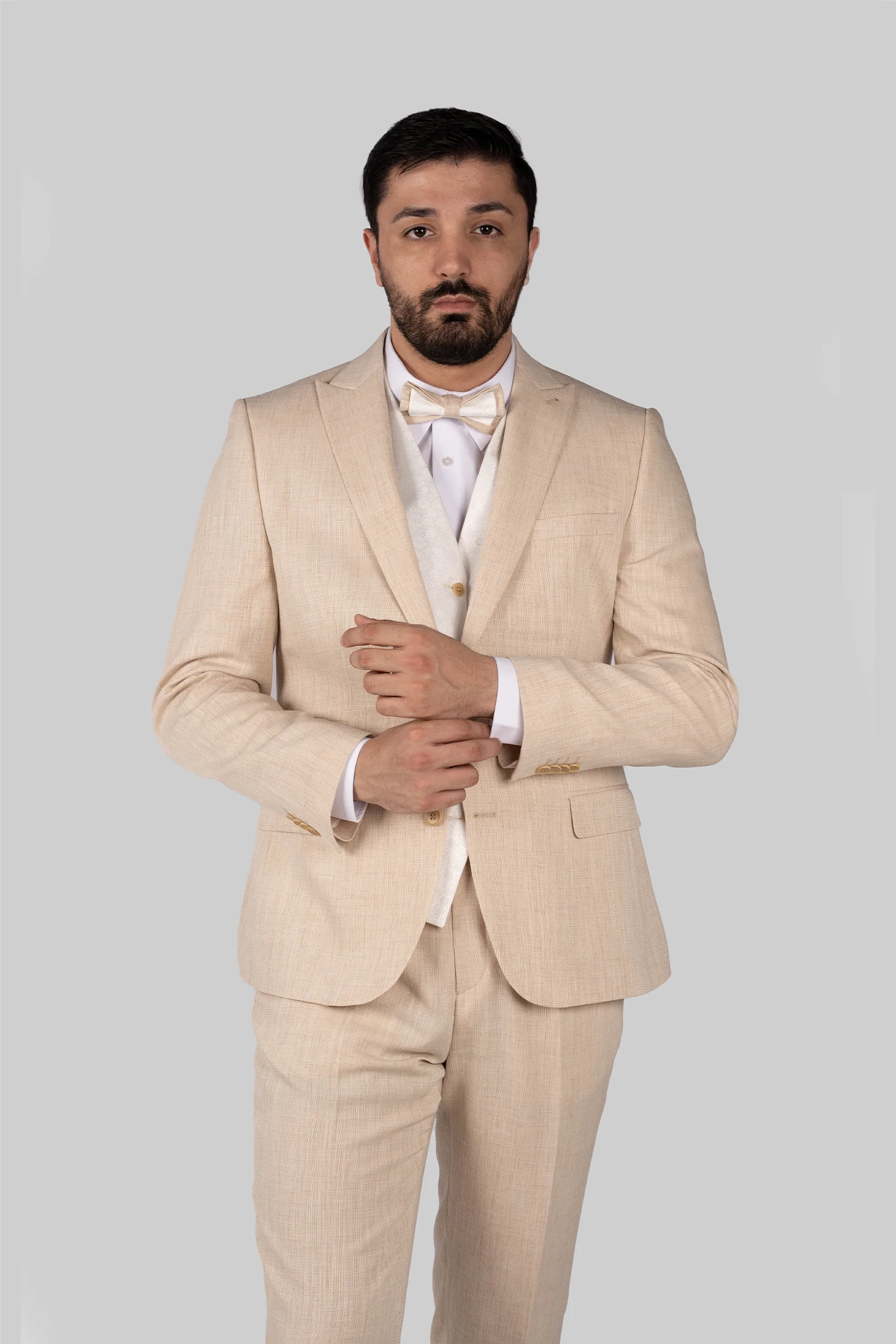 Beige Zweiteiliger -Anzug mit Tailored Fit