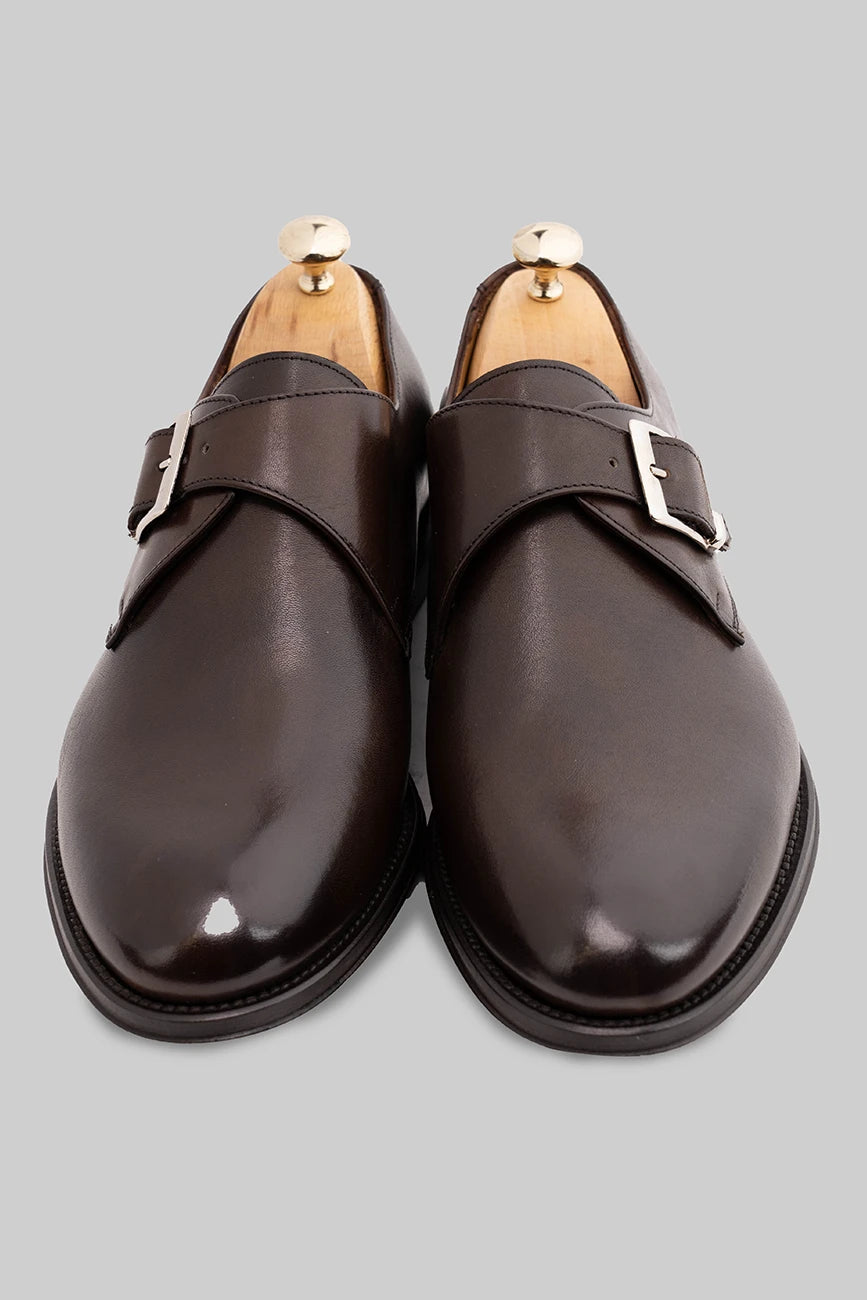 Brauner Single Monk-Schuh aus Kalbsleder