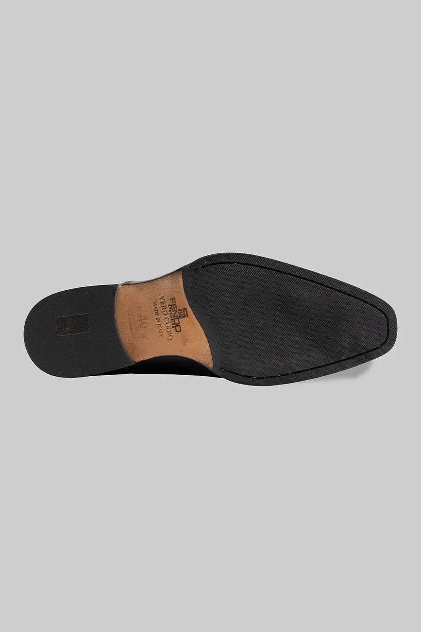 Schwarzer Oxford Cap-Toe-Schuh aus Kalbsleder
