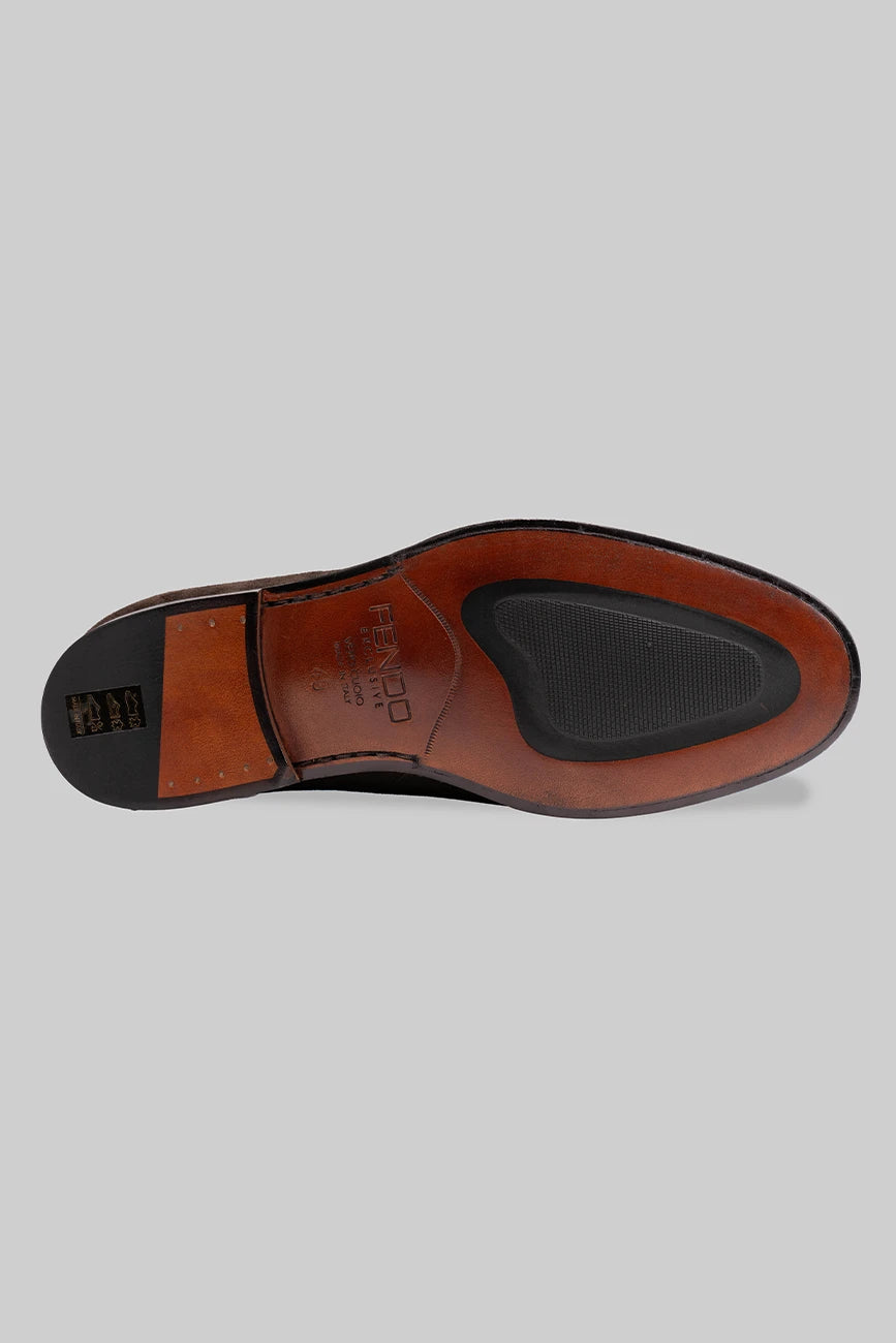 Brauner Tassel Loafer aus Veloursleder