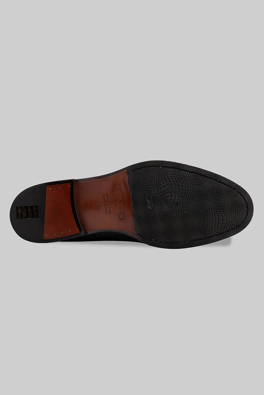 Schwarzer Double Monk Strap-Schuh aus Kalbsleder