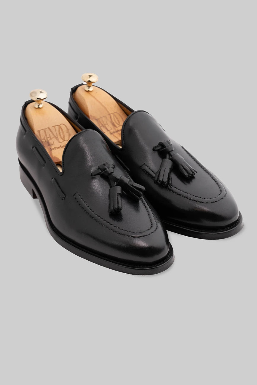 Schwarzer Tassel Loafer aus Kalbsleder