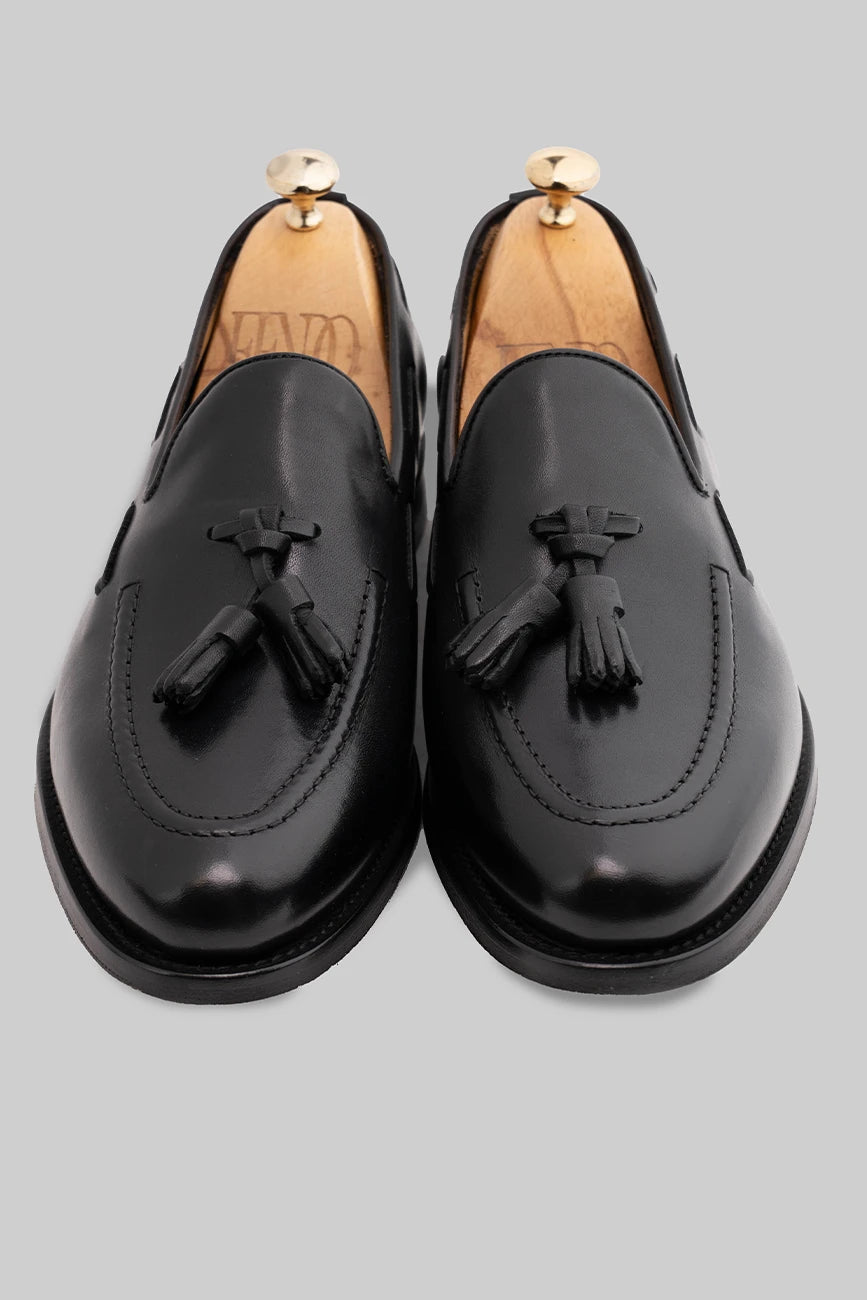 Schwarzer Tassel Loafer aus Kalbsleder