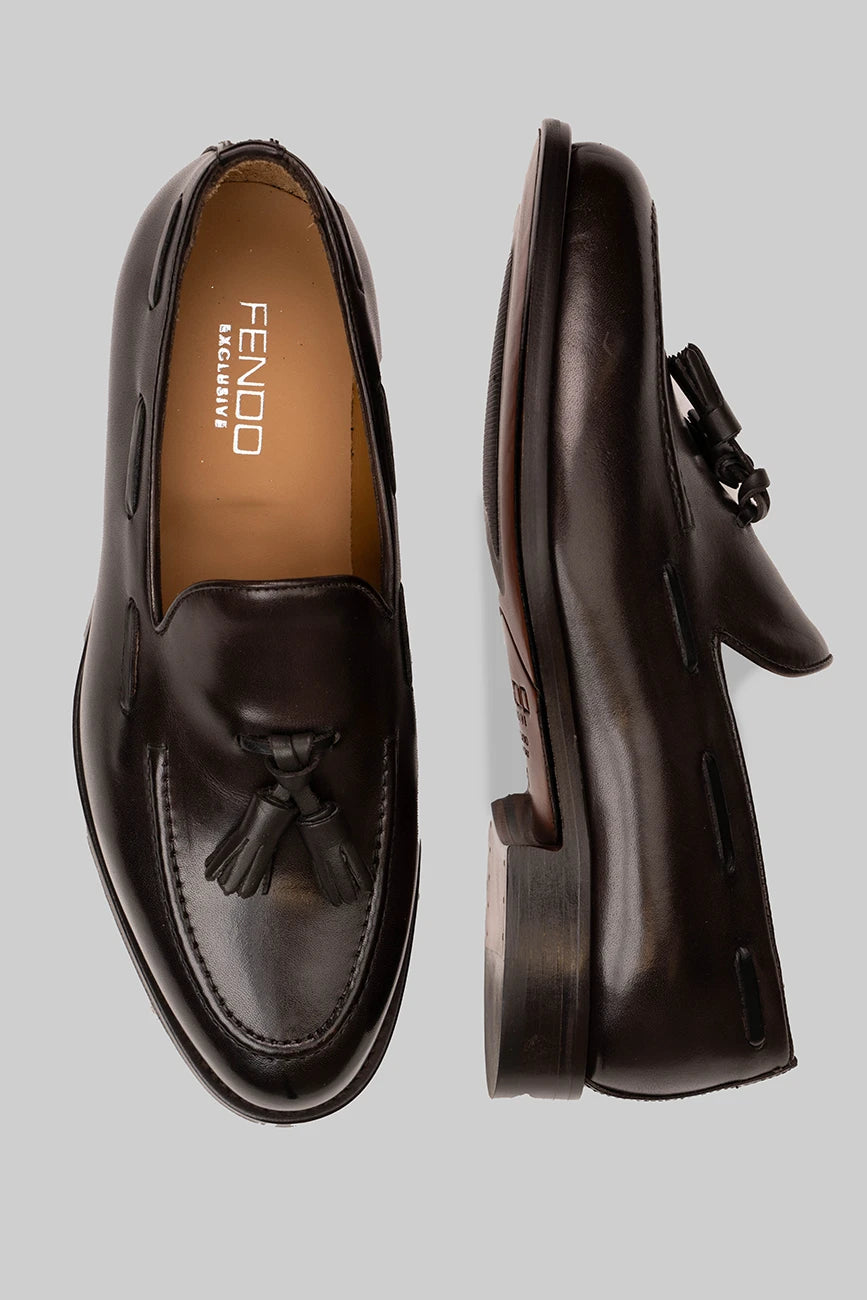 Brauner Tassel Loafer aus Kalbsleder