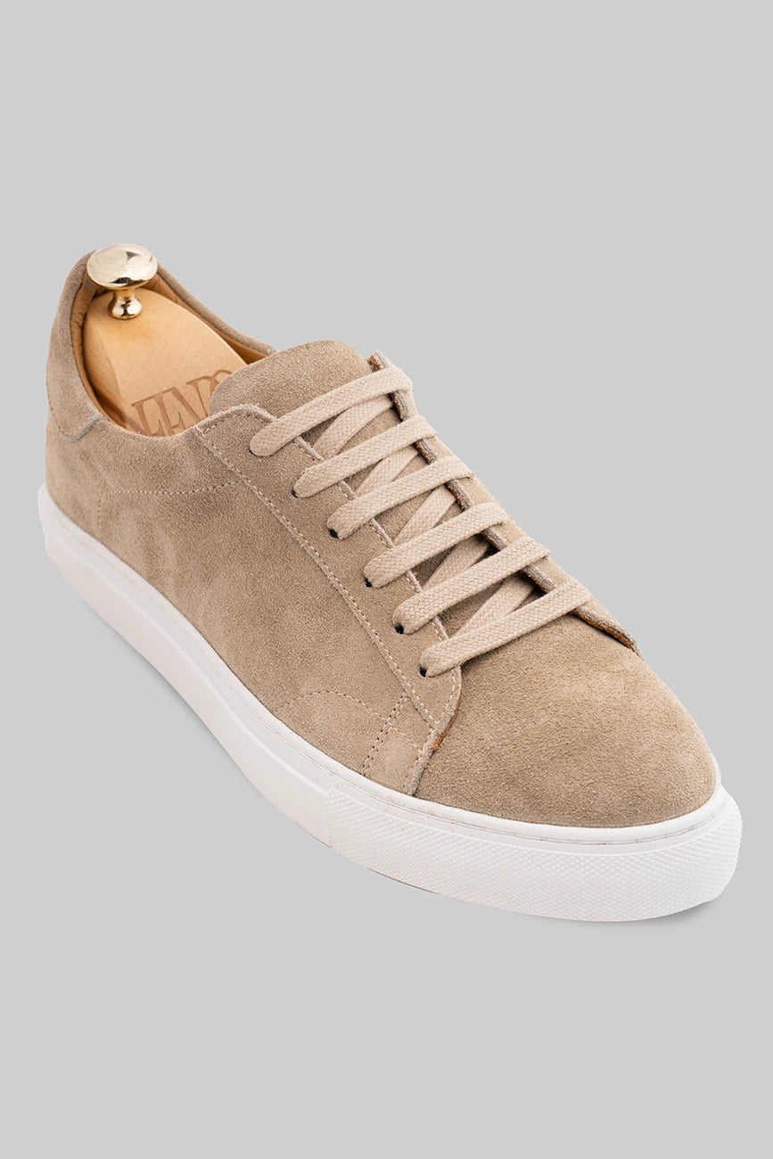 Beige sneakers made of suede calfskin