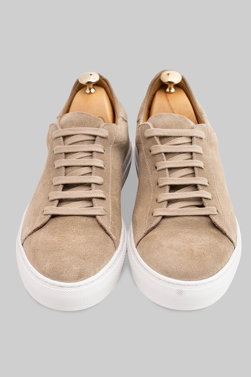 Beige sneakers made of suede calfskin