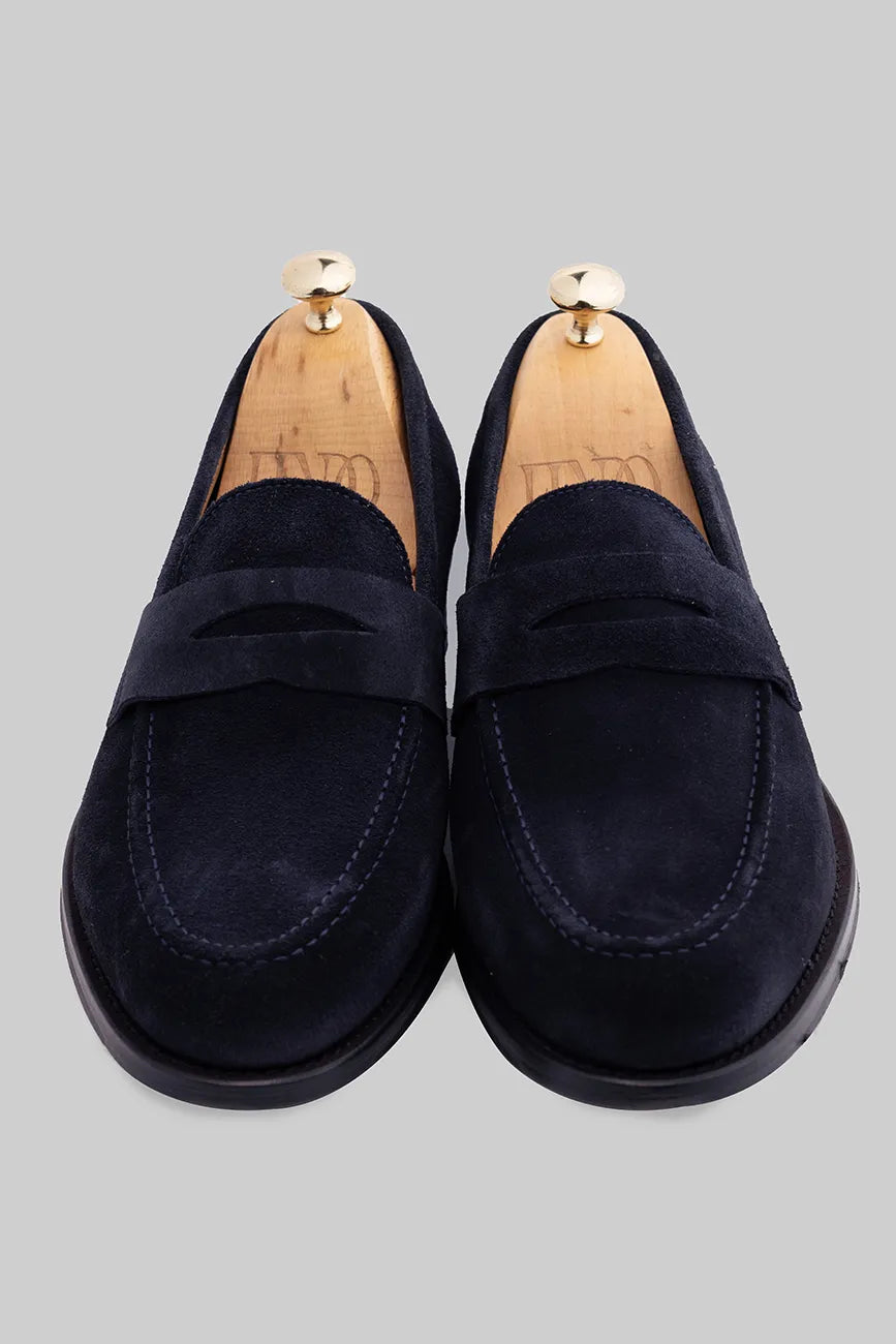 Penny Loafer aus marineblauem Wildleder