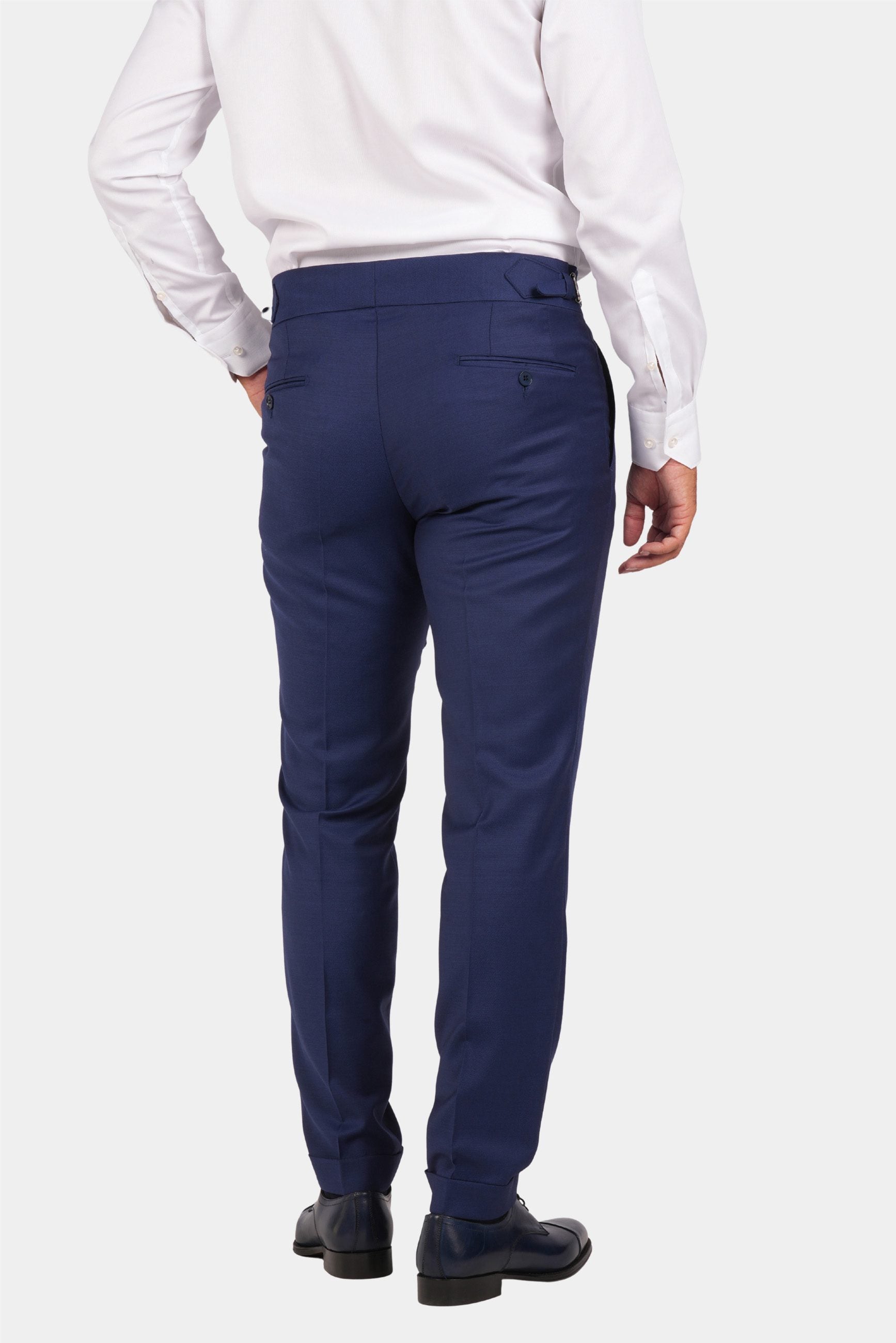 Blauer Slim Fit Zweireiher Anzug aus Wolle