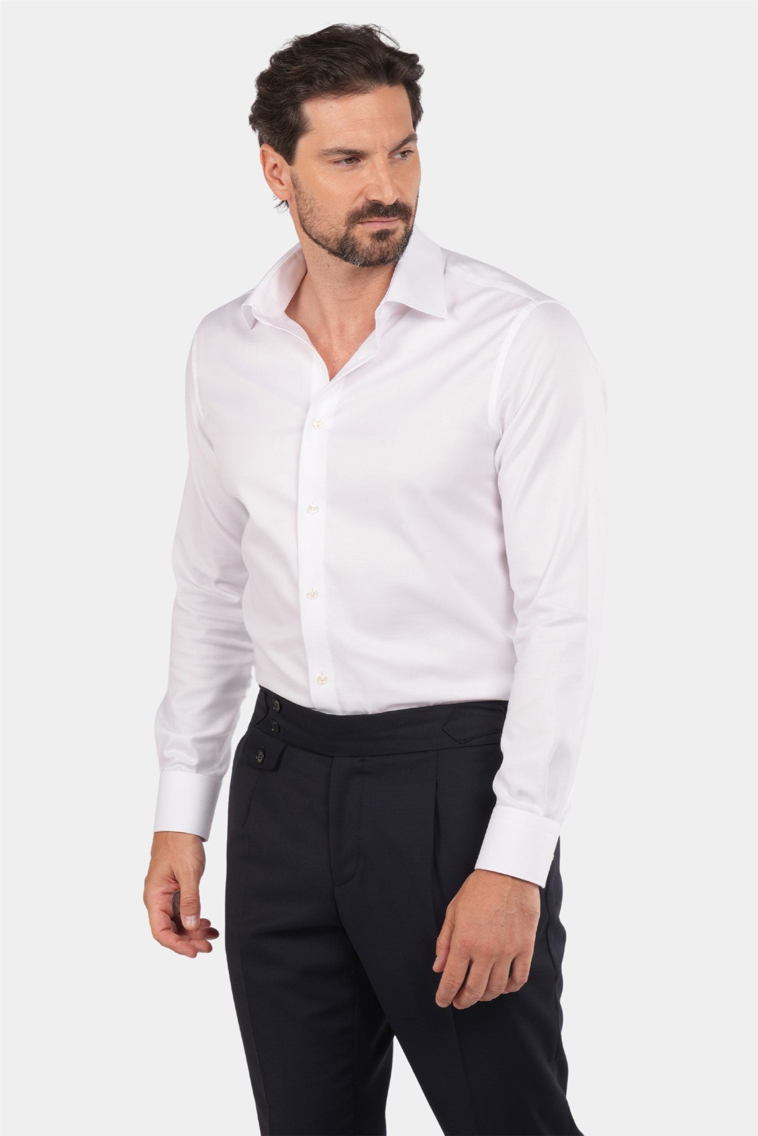 Dunkelblauer Slim Fit Zweireiher Anzug aus Wolle