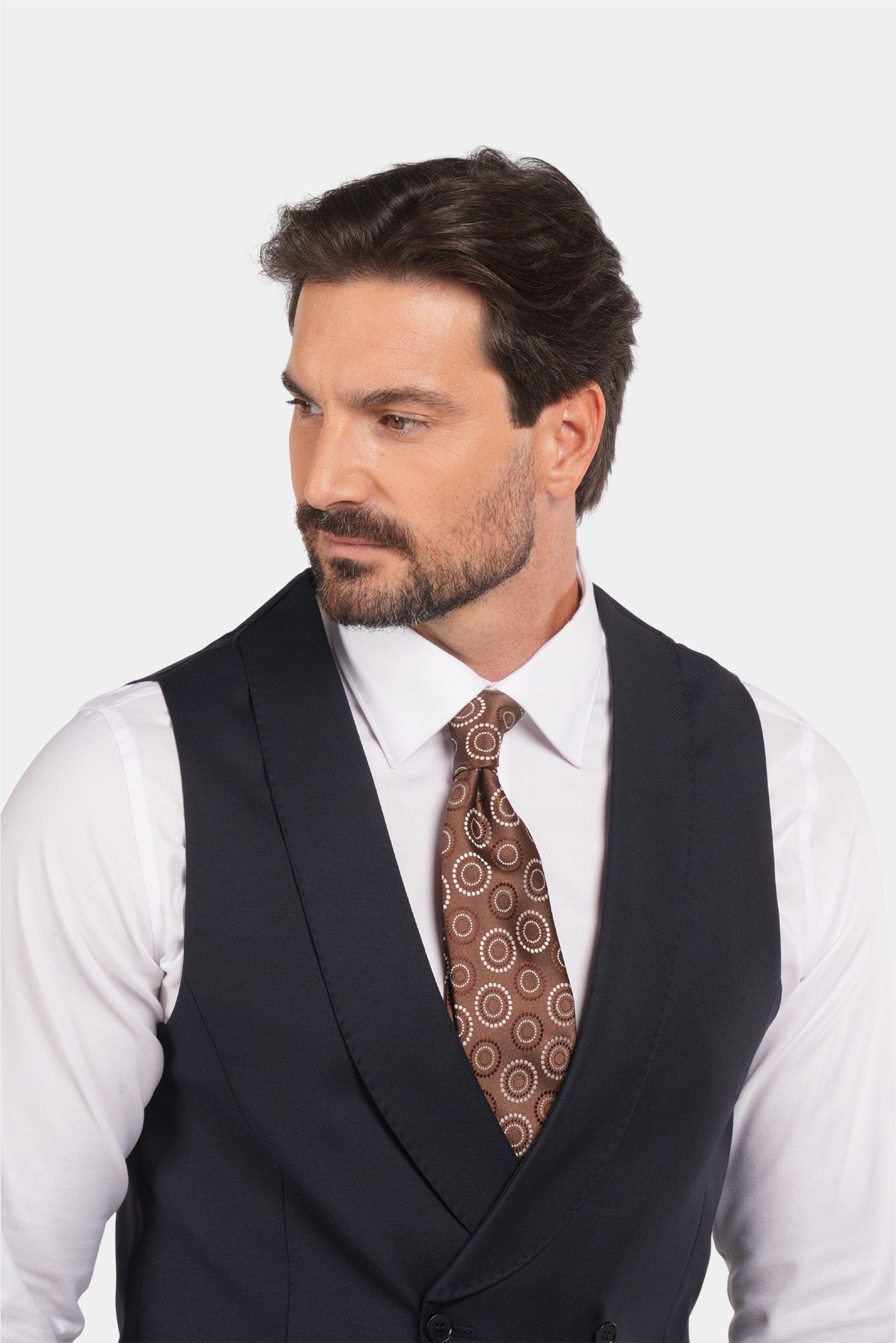 Dunkelblauer Slim Fit Dreiteiliger Anzug aus Wolle