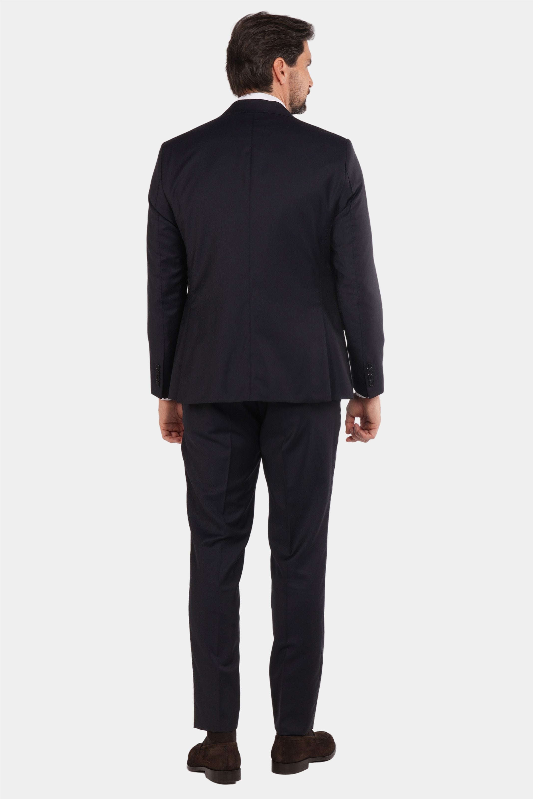 Dunkelblauer Slim Fit Dreiteiliger Anzug aus Wolle