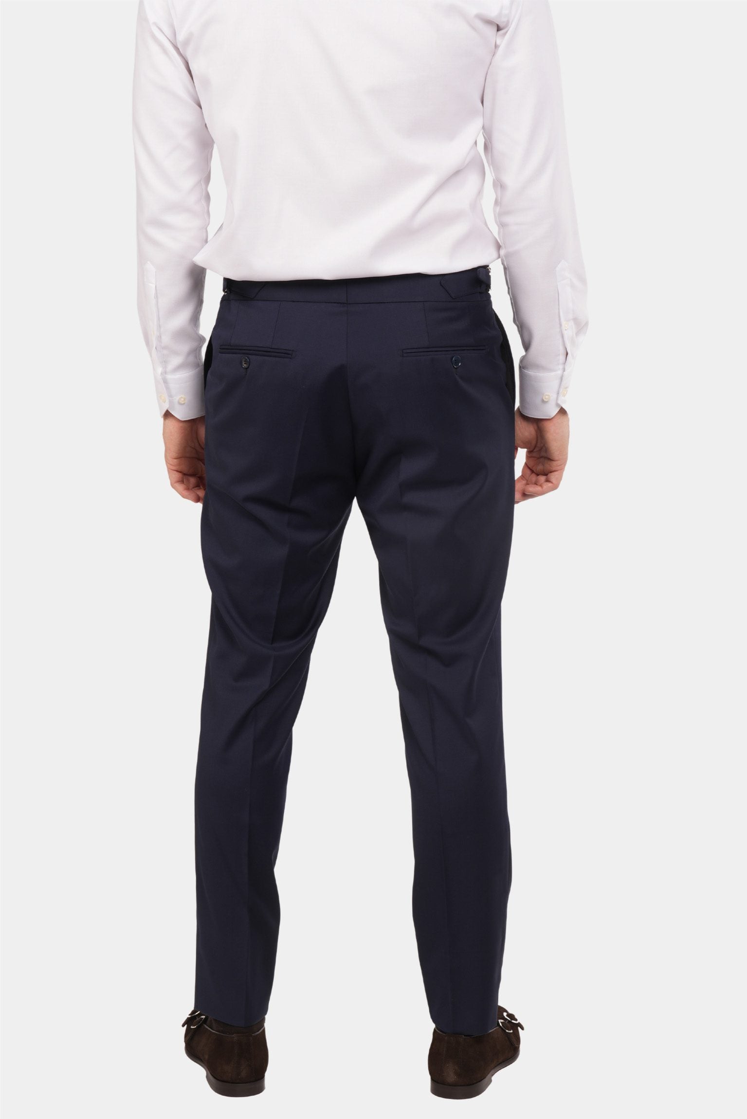 Marineblauer Slim Fit Zweireiher Anzug aus Wolle