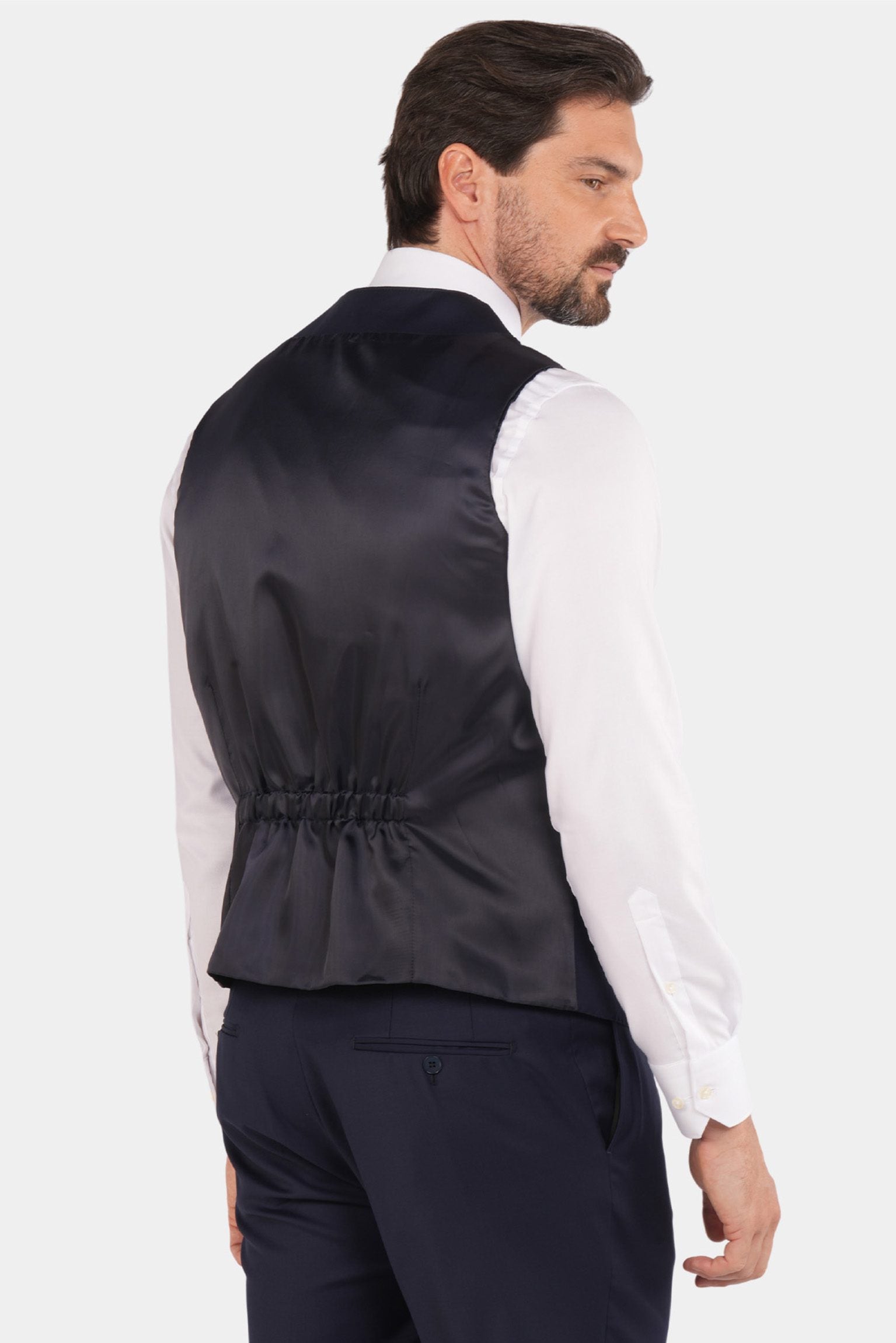 Marineblauer Slim Fit Dreiteiliger Anzug aus Wolle