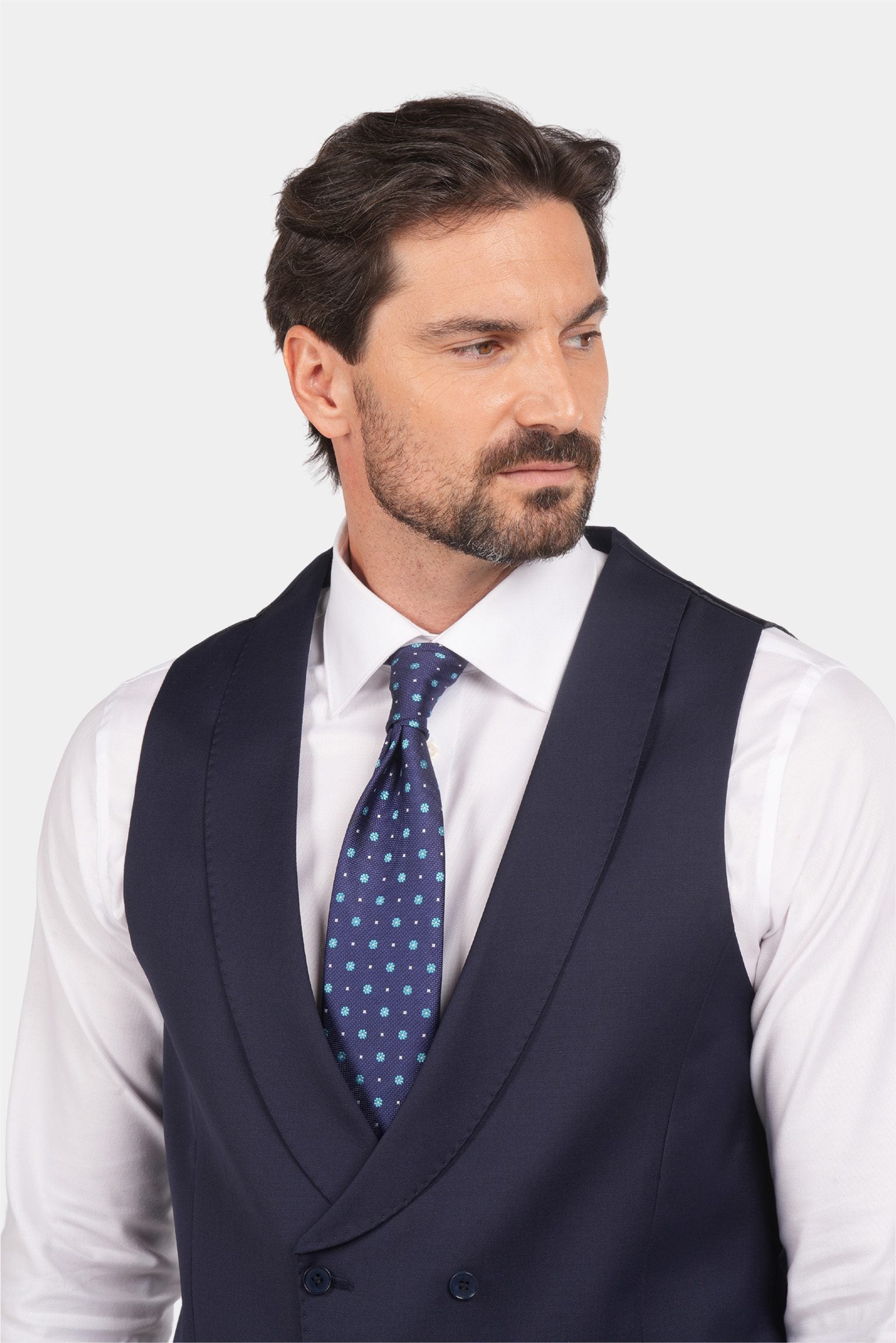 Marineblauer Slim Fit Dreiteiliger Anzug aus Wolle