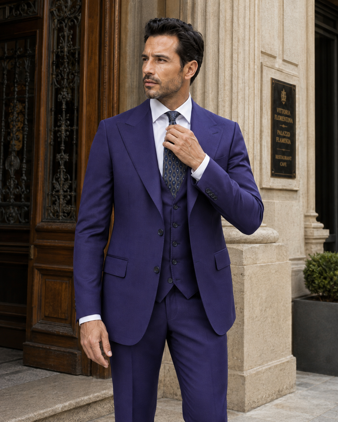 Indigoblauer Slim-Fit-Dreiteiler aus Cerruti Super-160s-Wolle