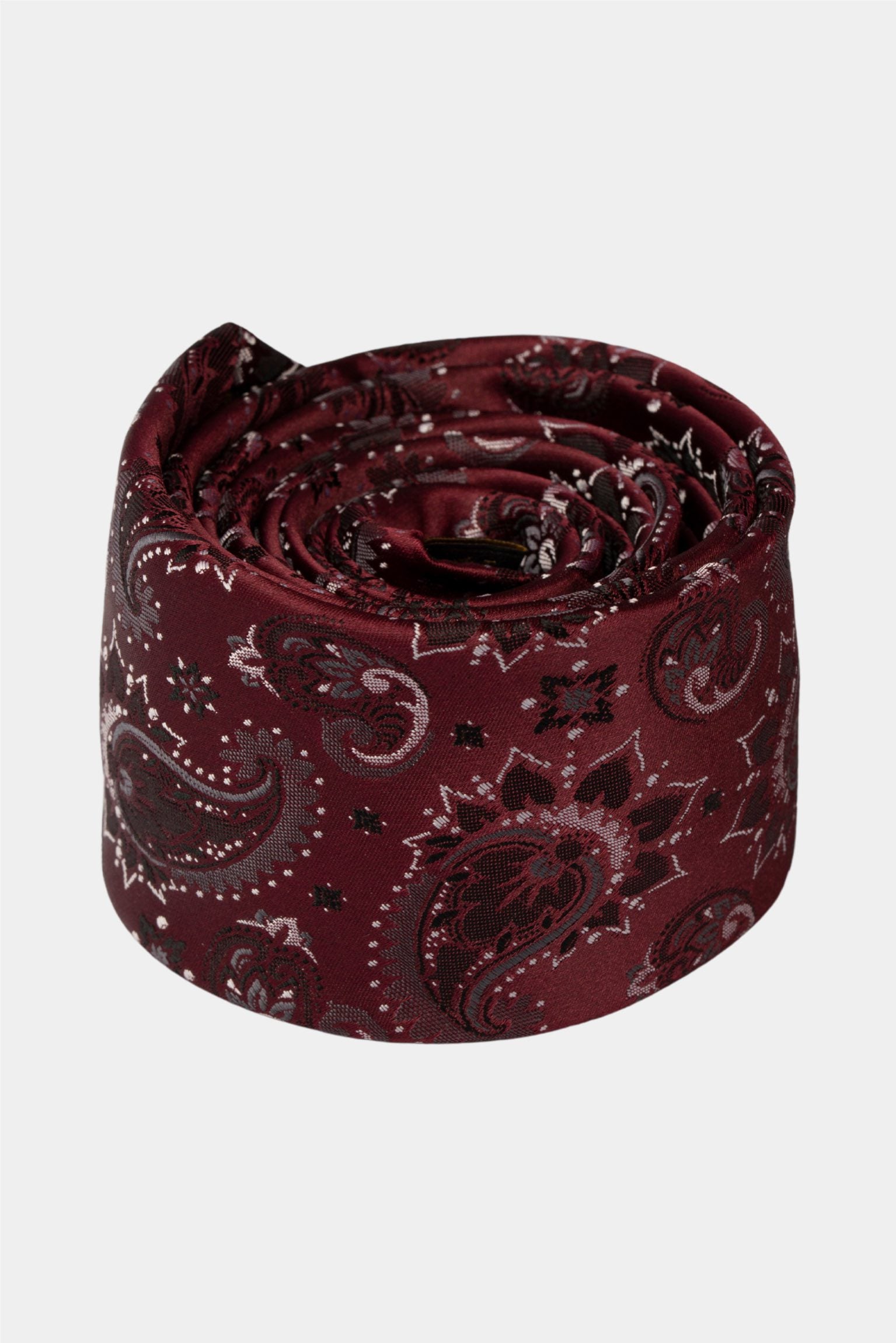 Burgundy tie with paisley pattern made of microfiber