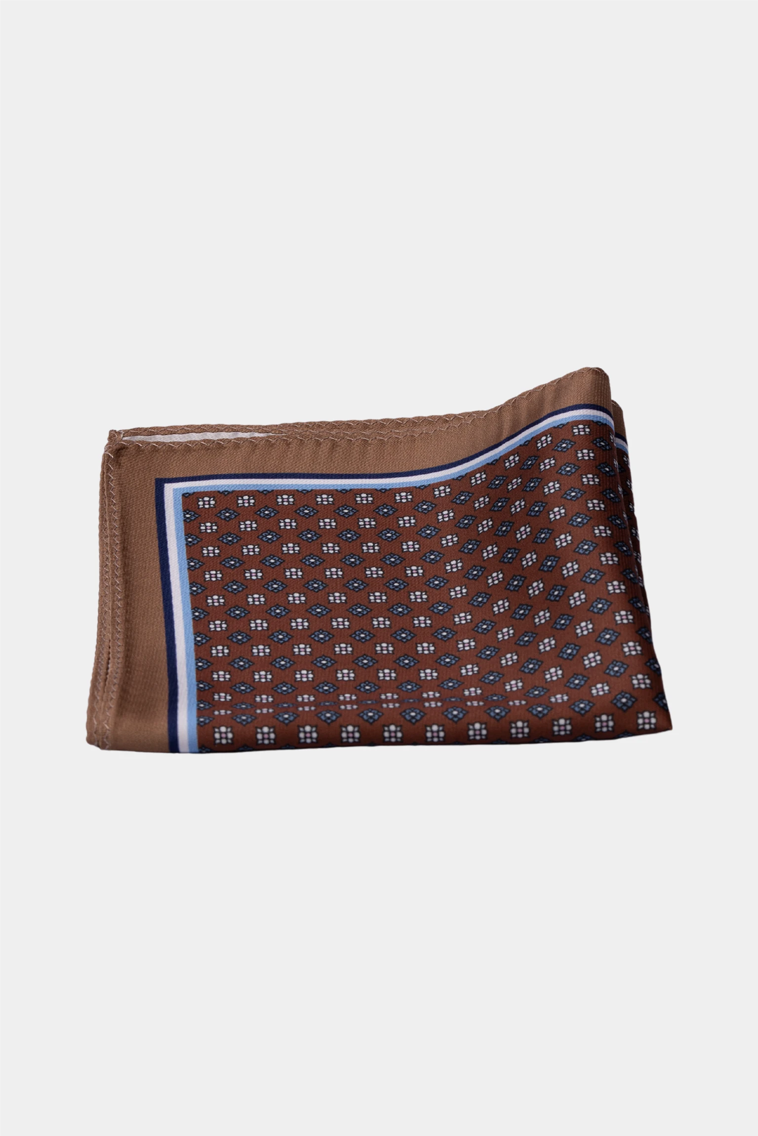 Brown microfiber pocket square with micro motif