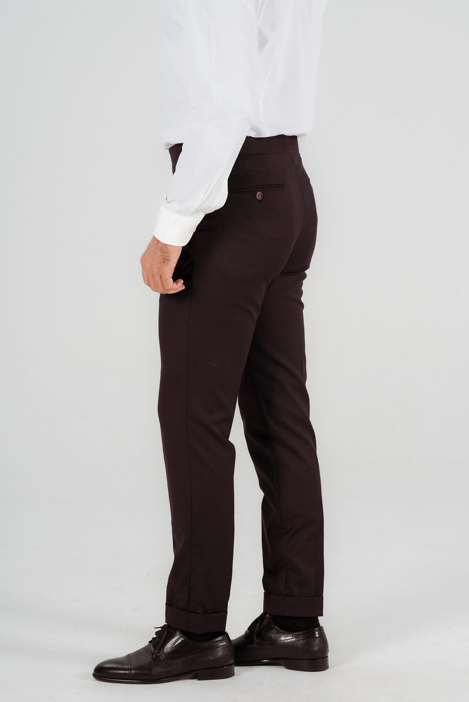 Wine-red trousers made of Italian wool, tailored fit