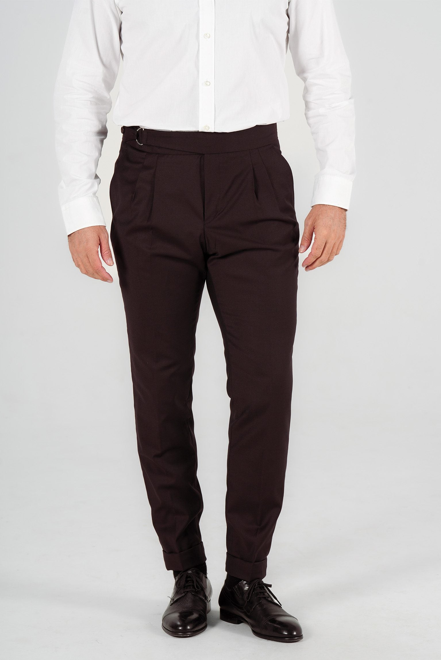 Wine-red trousers made of Italian wool, tailored fit