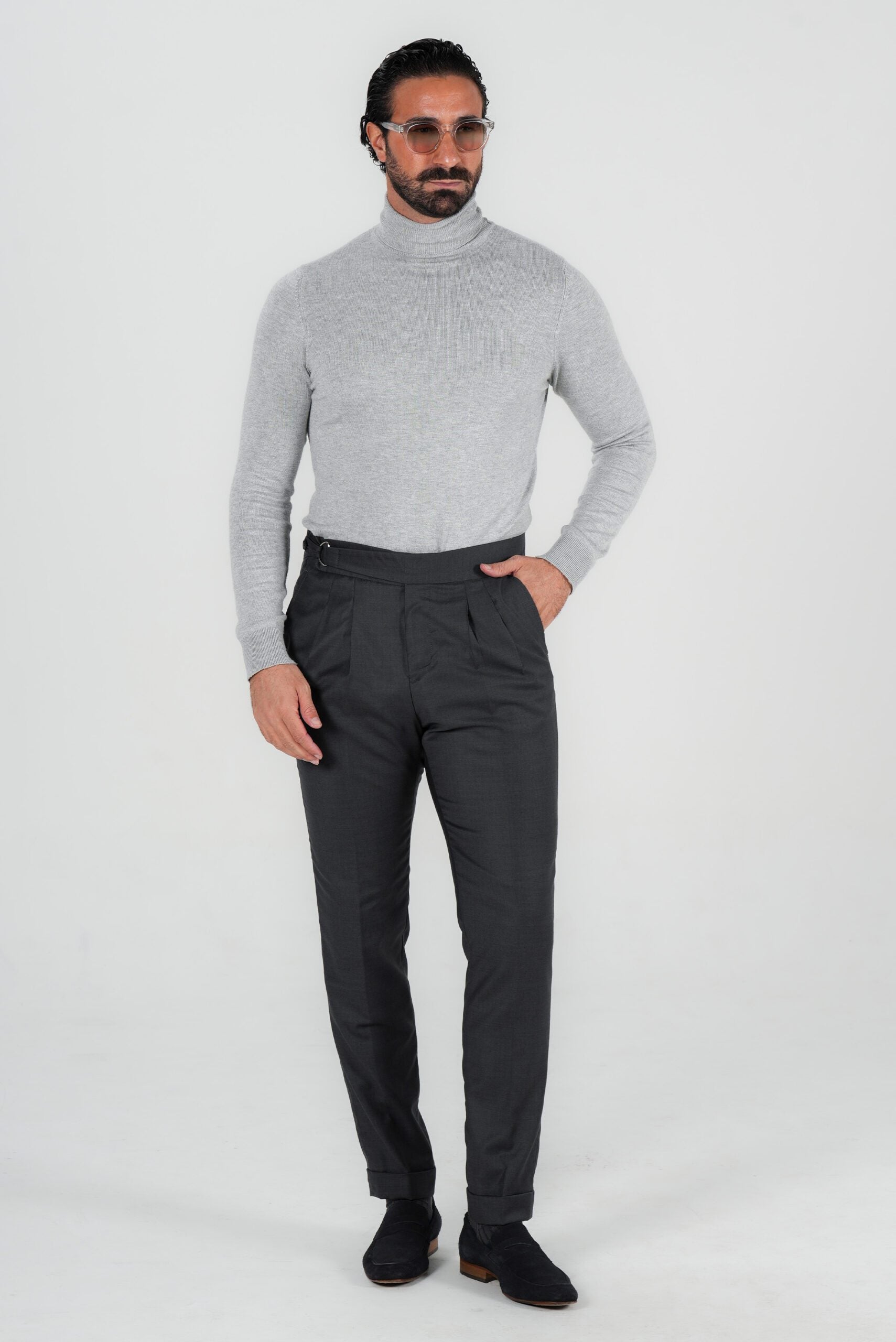 Graue Hose aus italienischer Wolle Tailored Fit