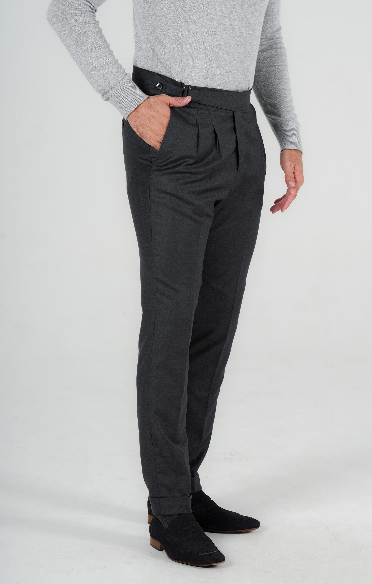 Graue Hose aus italienischer Wolle Tailored Fit