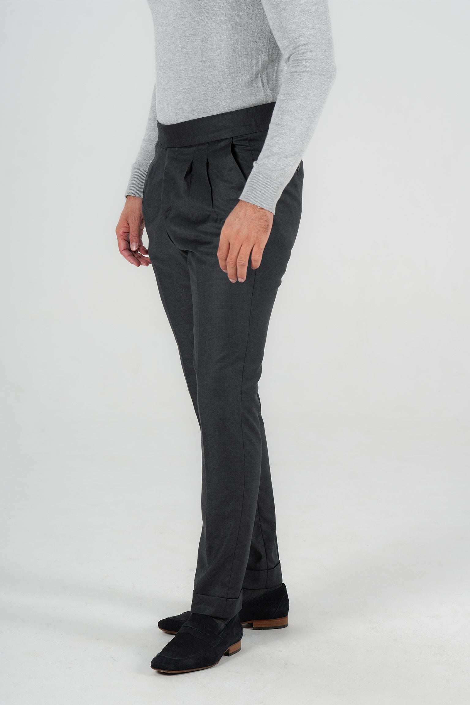 Graue Hose aus italienischer Wolle Tailored Fit