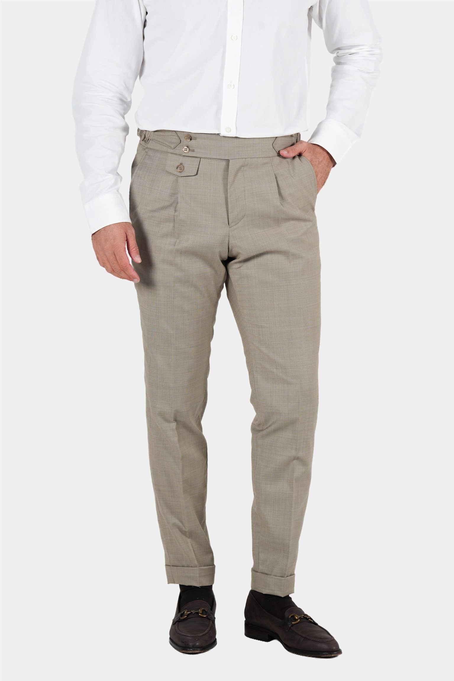 Beige trousers made of Italian wool, tailored fit