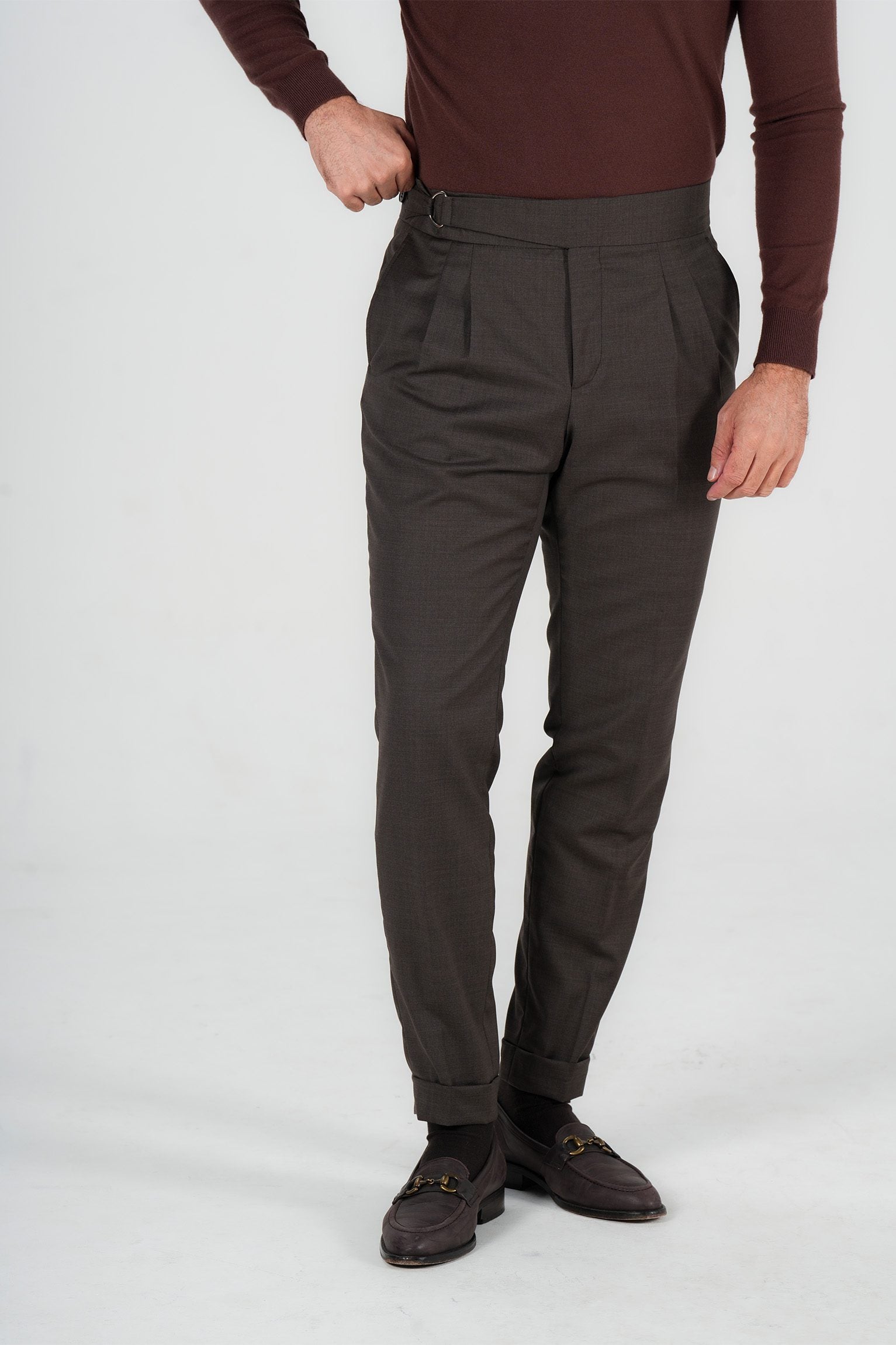 Braune Hose aus italienischer Wolle Tailored Fit