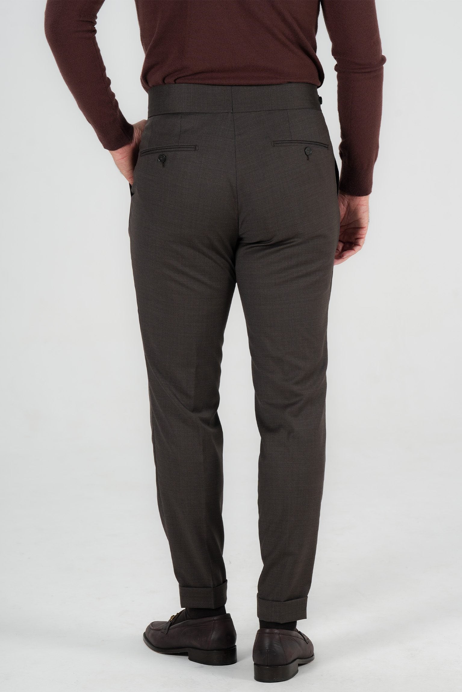 Braune Hose aus italienischer Wolle Tailored Fit