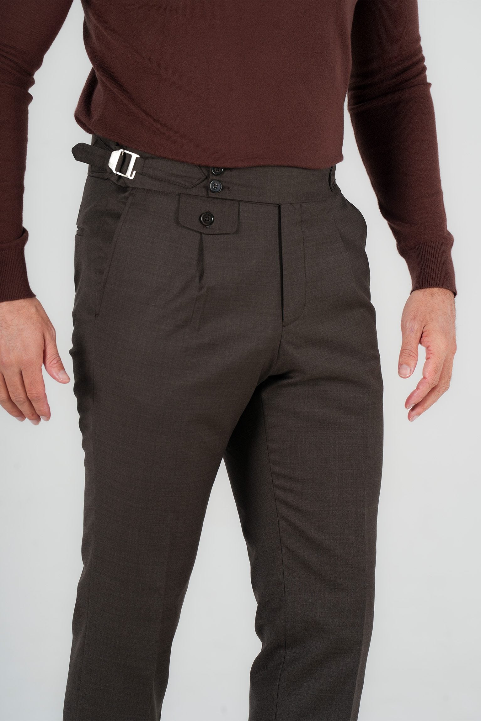 Braune Hose aus italienischer Wolle Tailored Fit