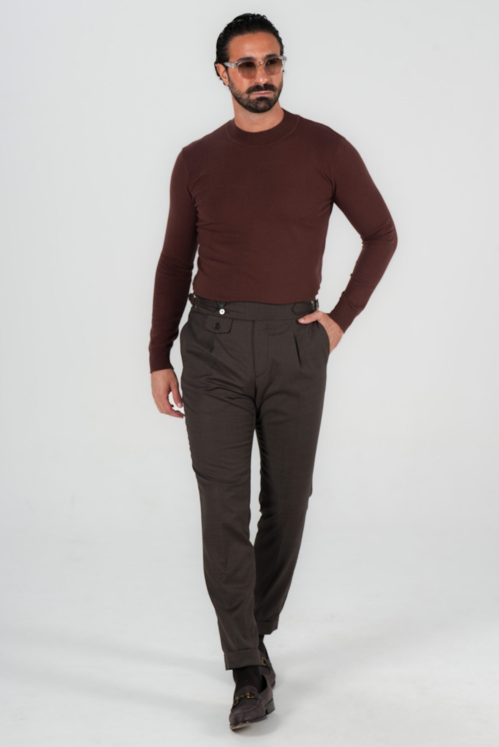 Braune Hose aus italienischer Wolle Tailored Fit