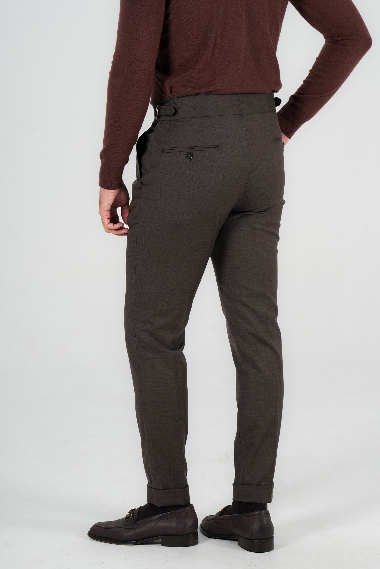 Braune Hose aus italienischer Wolle Tailored Fit
