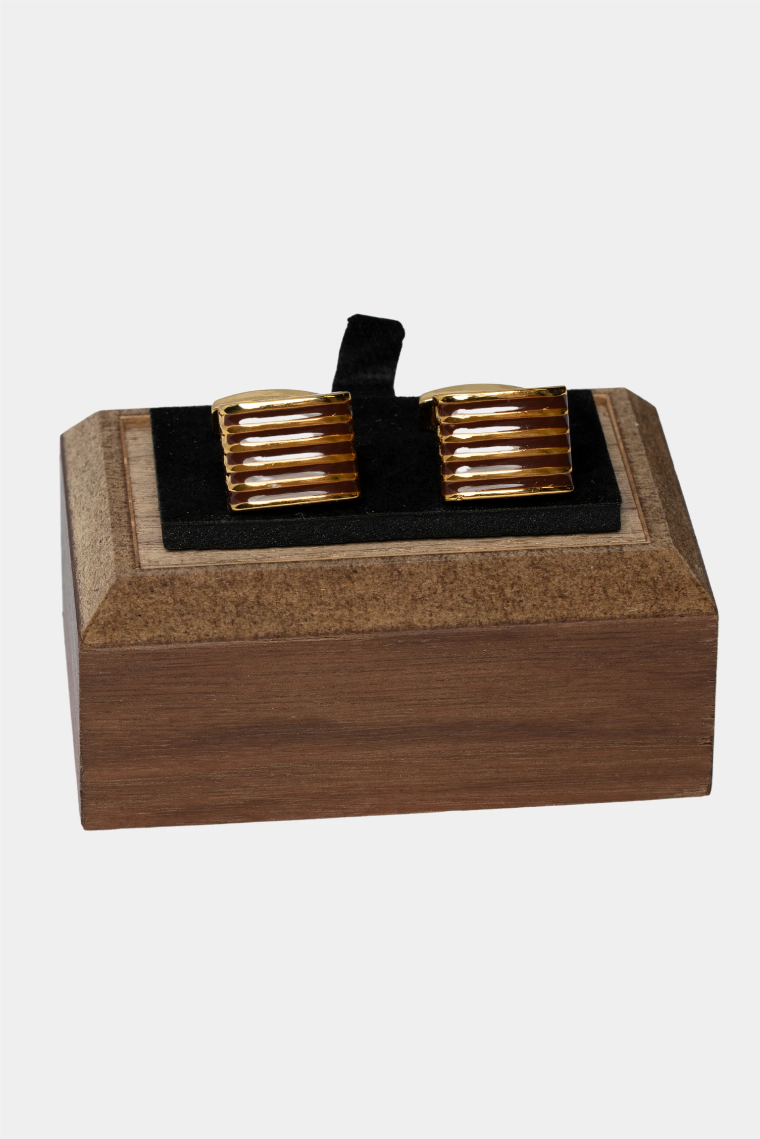Goldene Manschettenknoepfe aus italienischem Metall Rechteck Design